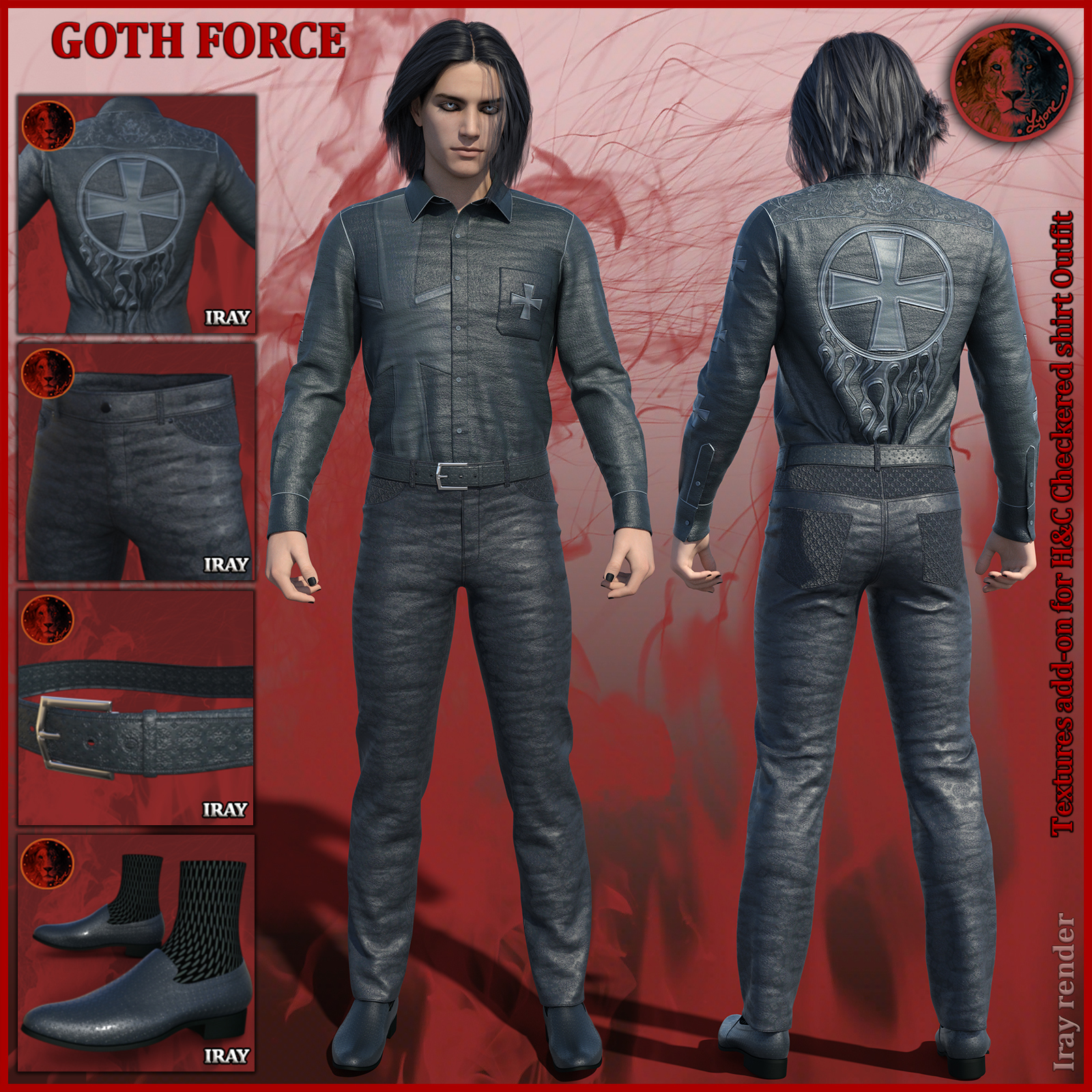 Goth Force blues for H and C Checkered Shirt Outfit for G8M by N/A