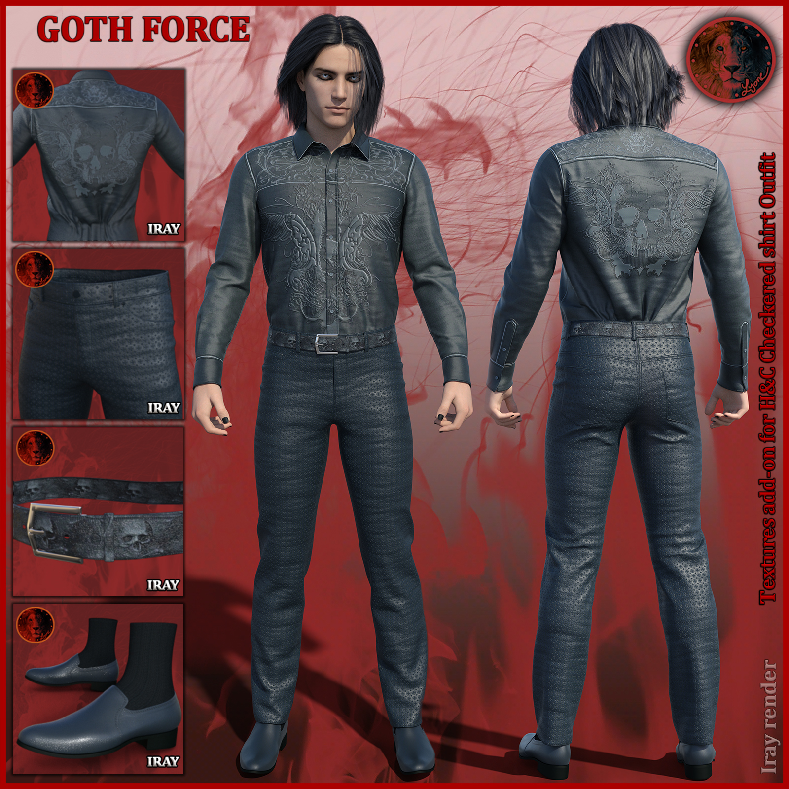 Goth Force blues for H and C Checkered Shirt Outfit for G8M by N/A