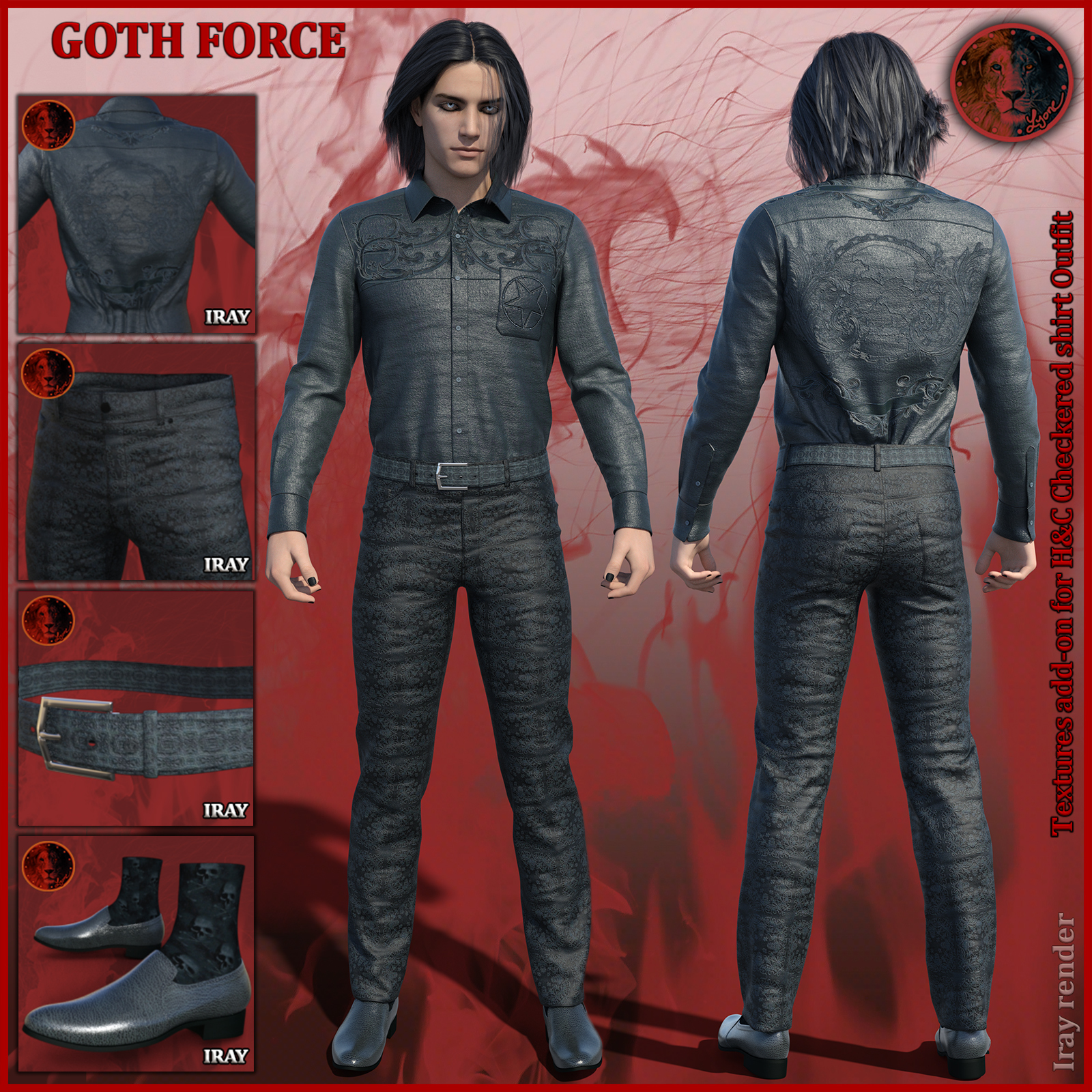 Goth Force blues for H and C Checkered Shirt Outfit for G8M by N/A