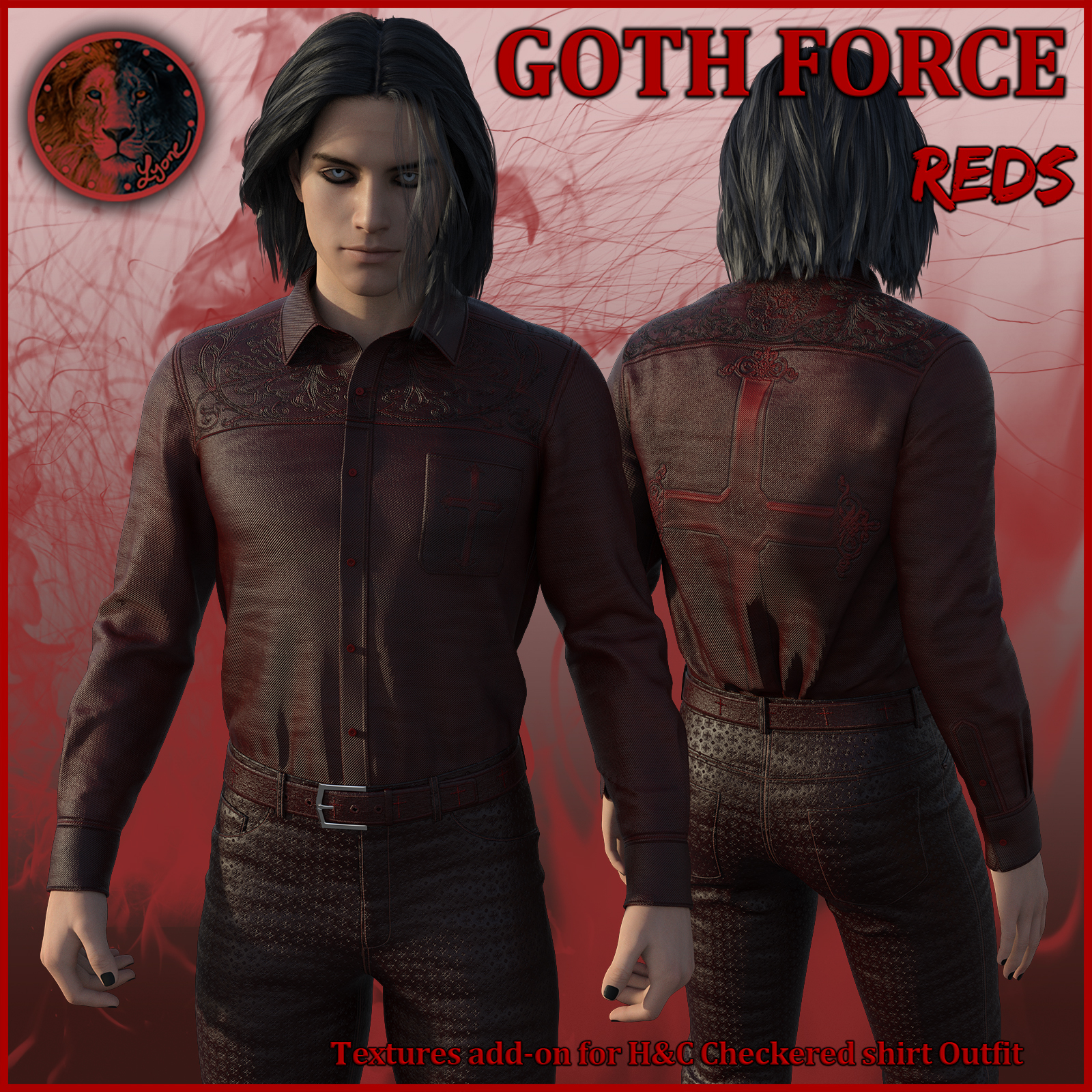 Goth Force Reds for H and C Checkered Shirt Outfit for G8M by N/A