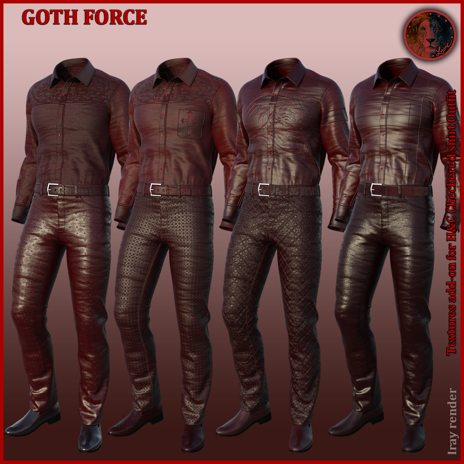 Goth Force Reds for H and C Checkered Shirt Outfit for G8M by N/A