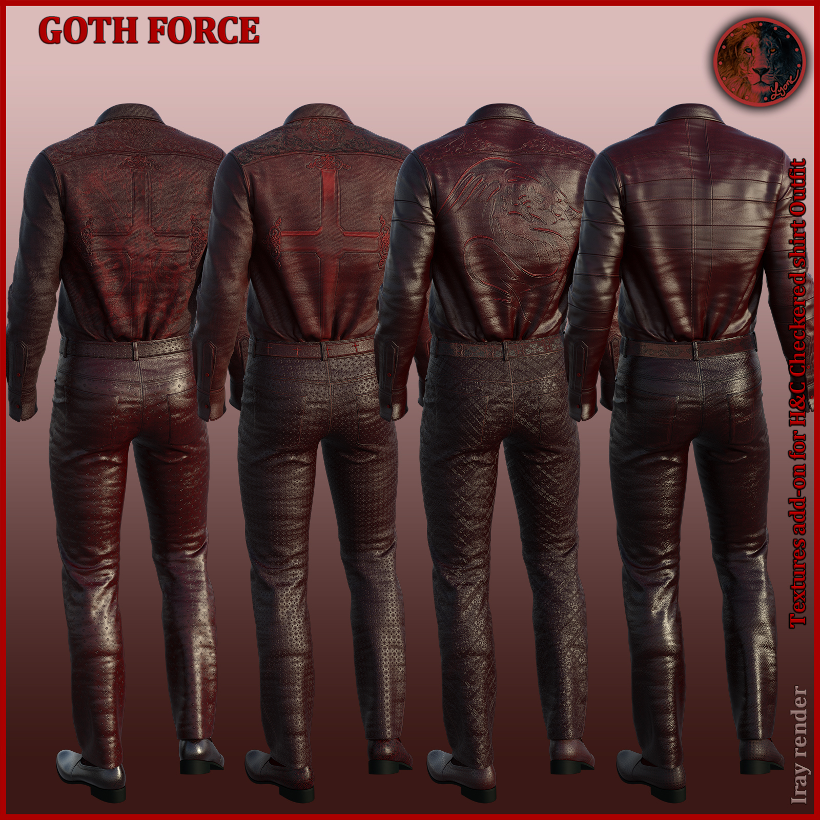 Goth Force Reds for H and C Checkered Shirt Outfit for G8M by N/A
