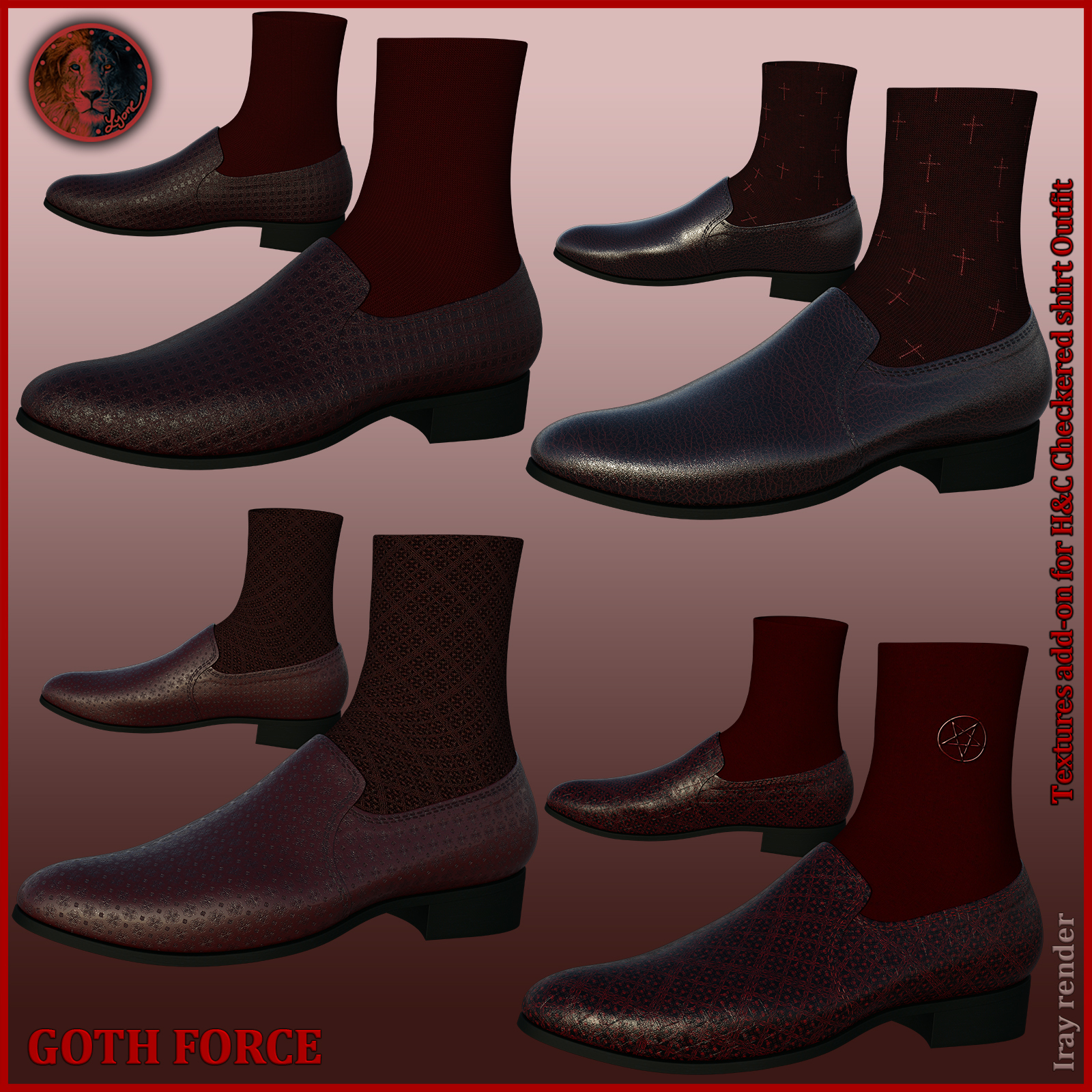 Goth Force Reds for H and C Checkered Shirt Outfit for G8M by N/A