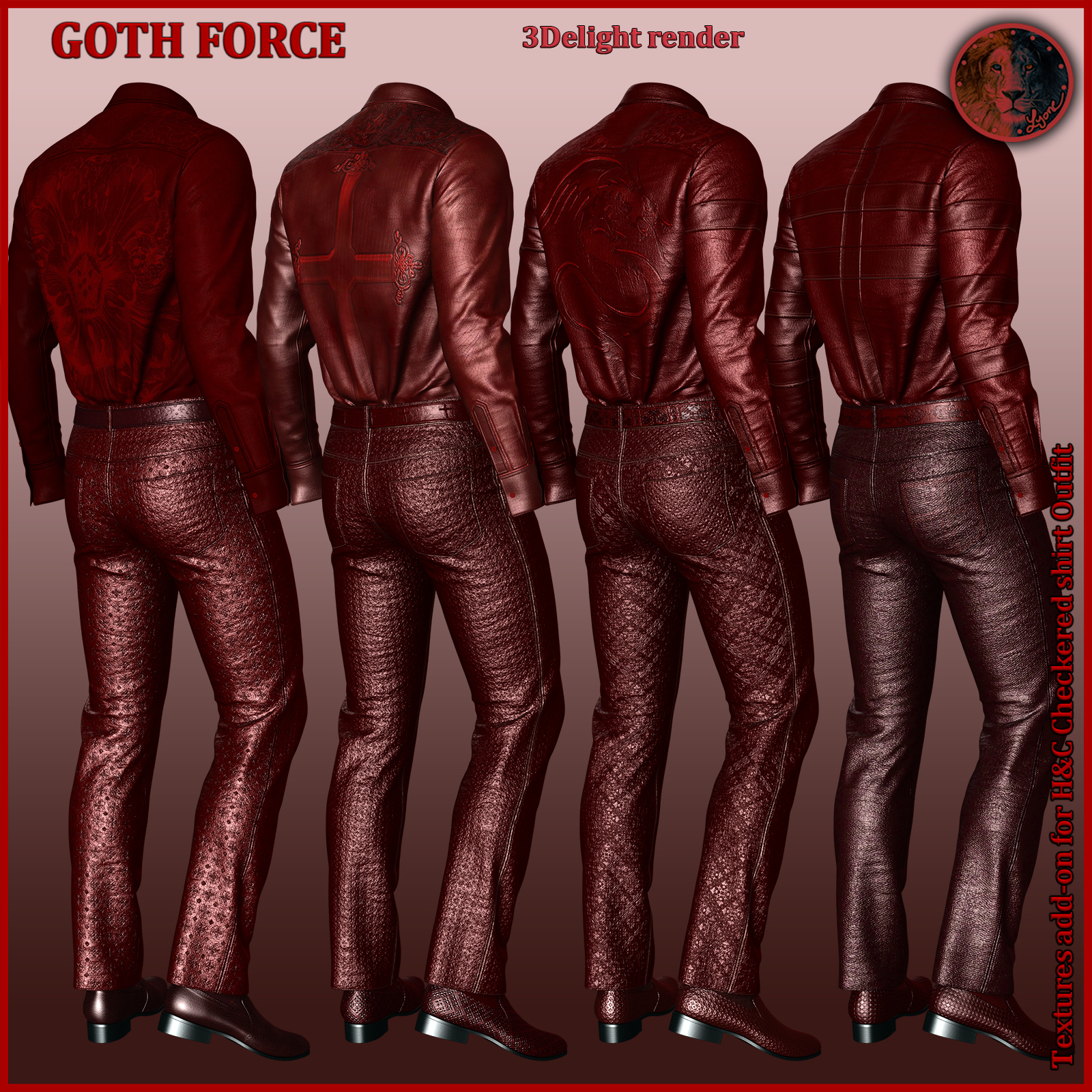 Goth Force Reds for H and C Checkered Shirt Outfit for G8M by N/A