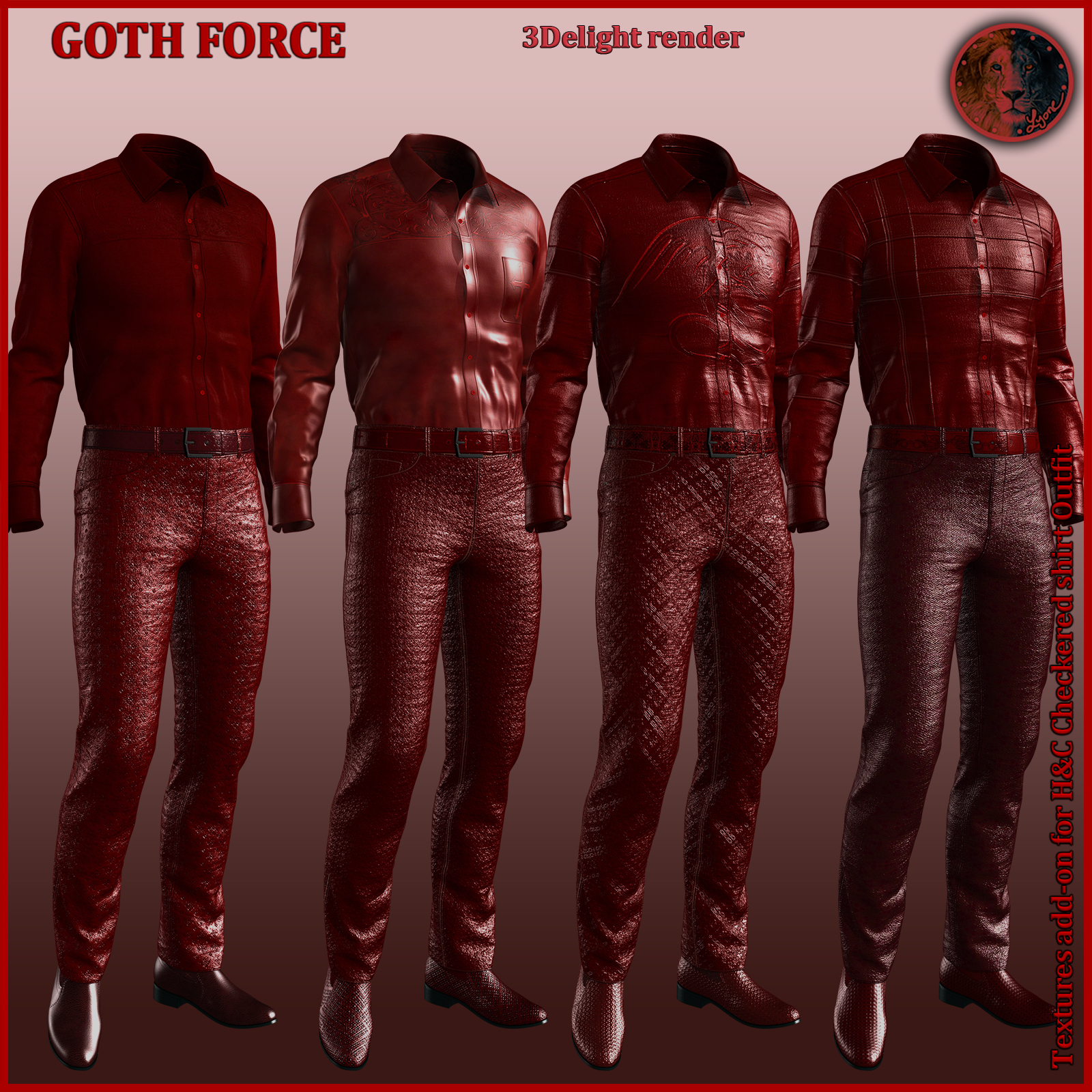 Goth Force Reds for H and C Checkered Shirt Outfit for G8M by N/A