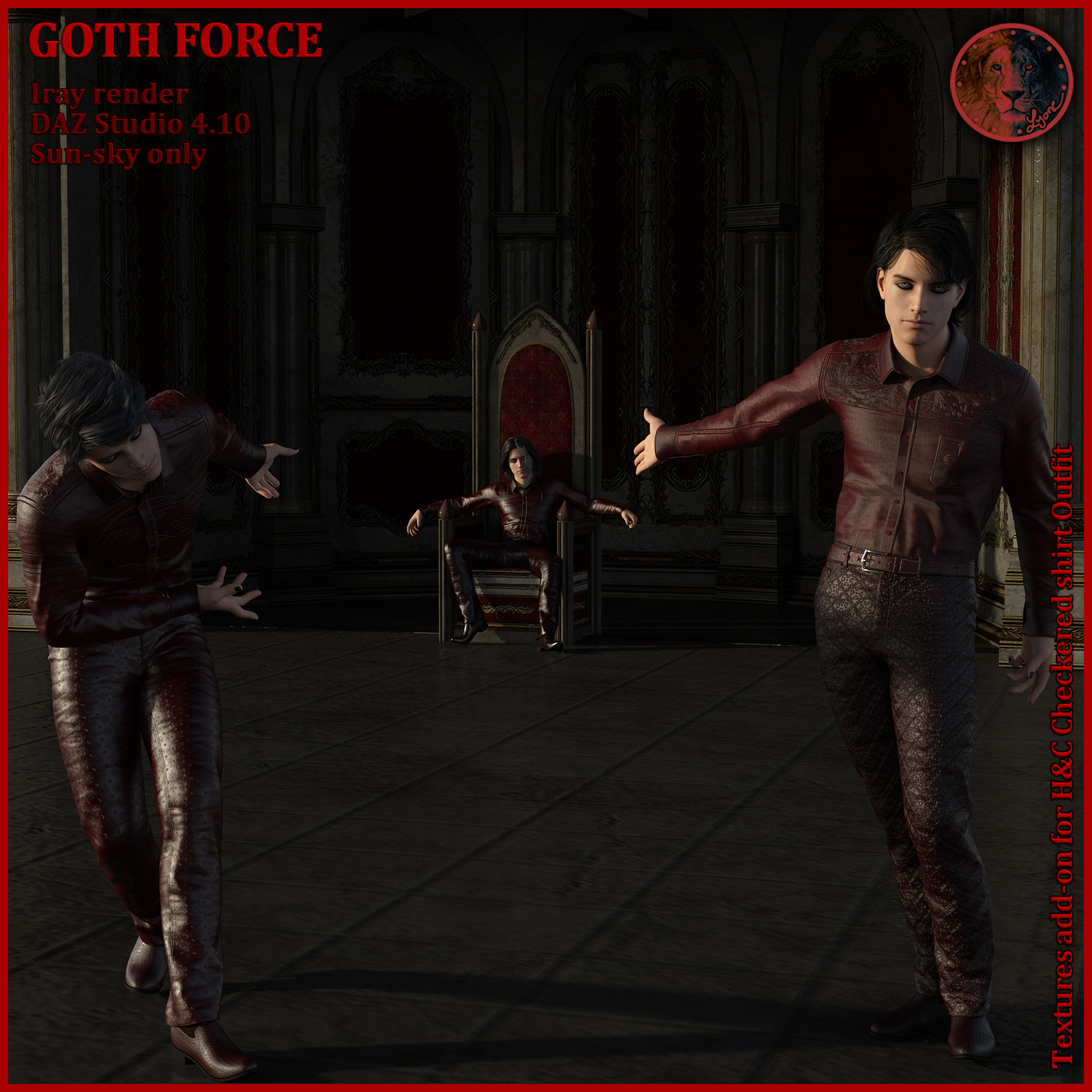 Goth Force Reds for H and C Checkered Shirt Outfit for G8M by N/A