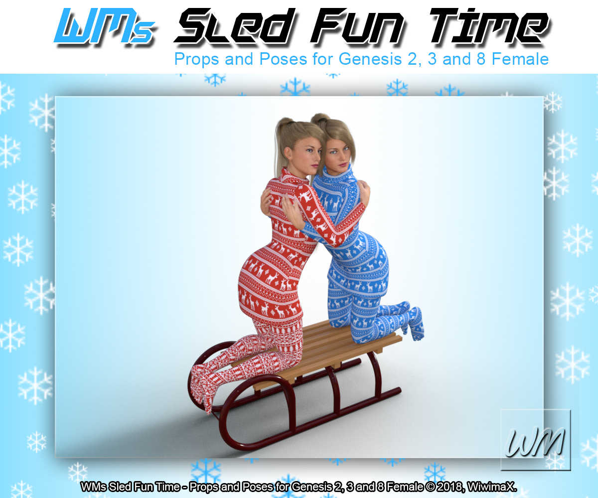 WMs Sled Fun Time - Props and Poses for Genesis 2, 3 and 8 Female by N/A