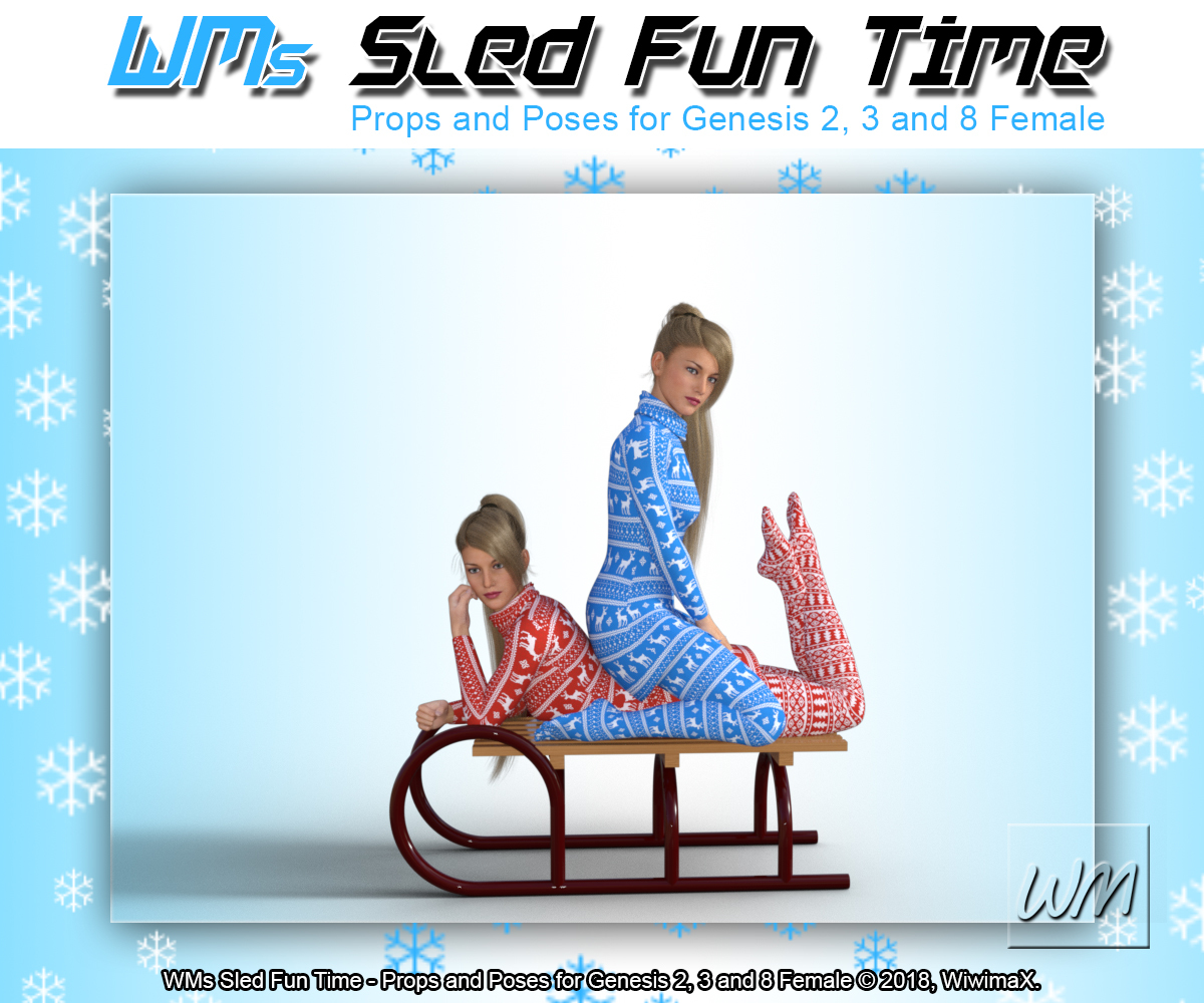 WMs Sled Fun Time - Props and Poses for Genesis 2, 3 and 8 Female by N/A