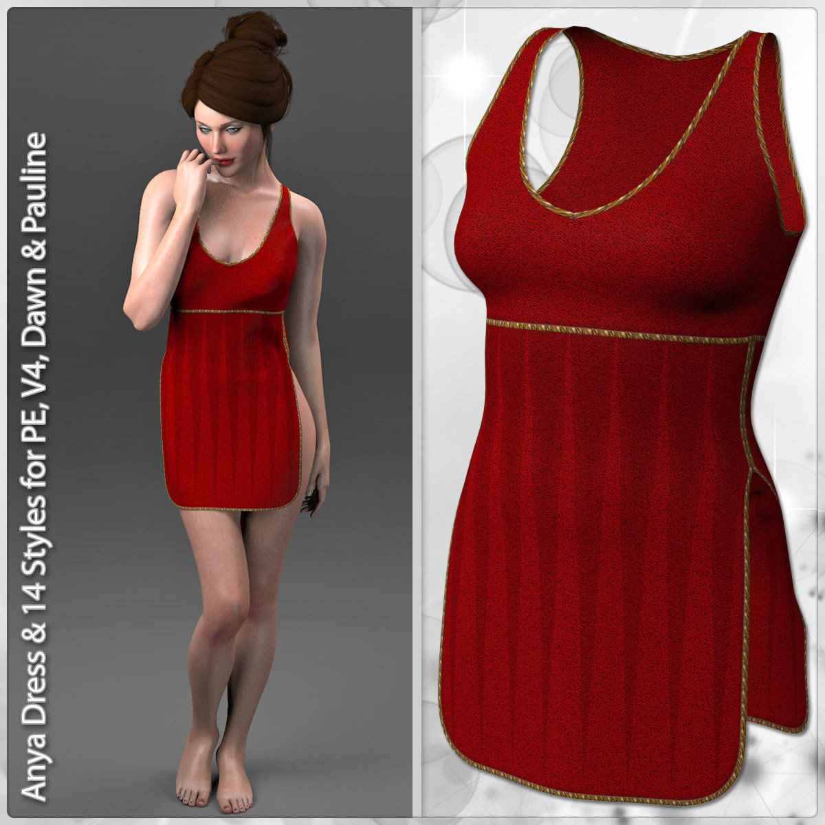 Anya Dress and 14 Styles for PE, V4, Dawn and Pauline by N/A