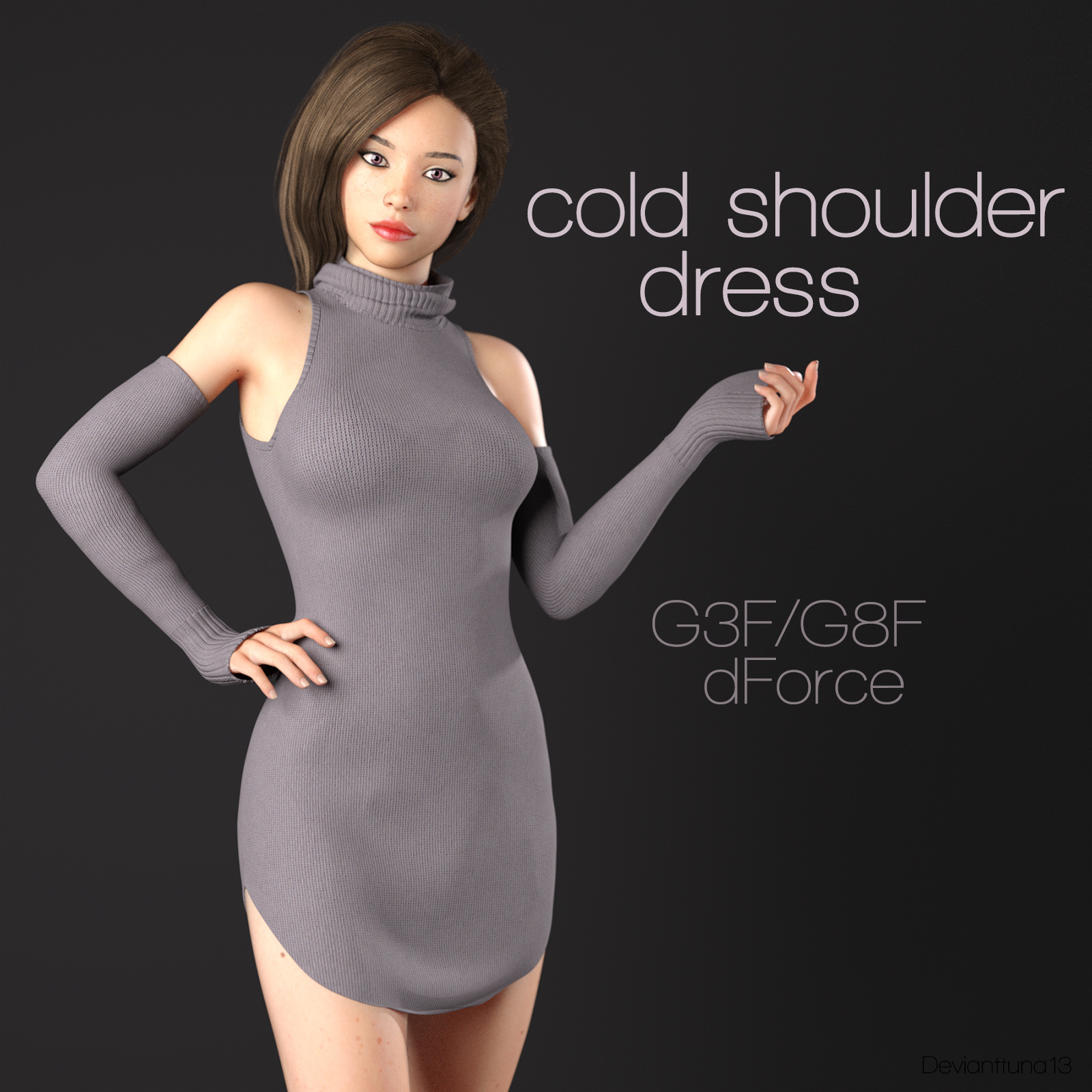 dForce Cold Shoulder Dress for G3F and G8F by N/A
