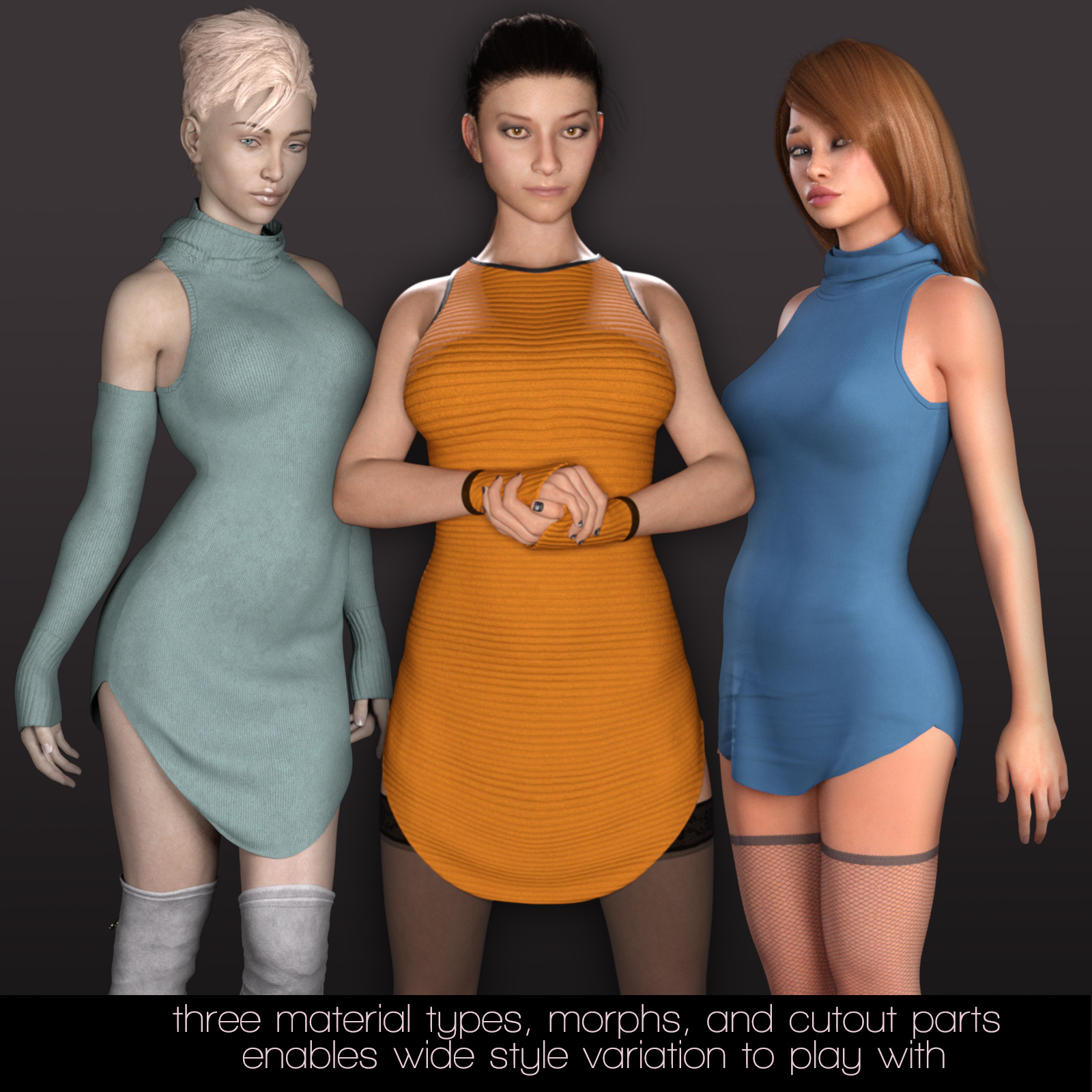 dForce Cold Shoulder Dress for G3F and G8F by N/A