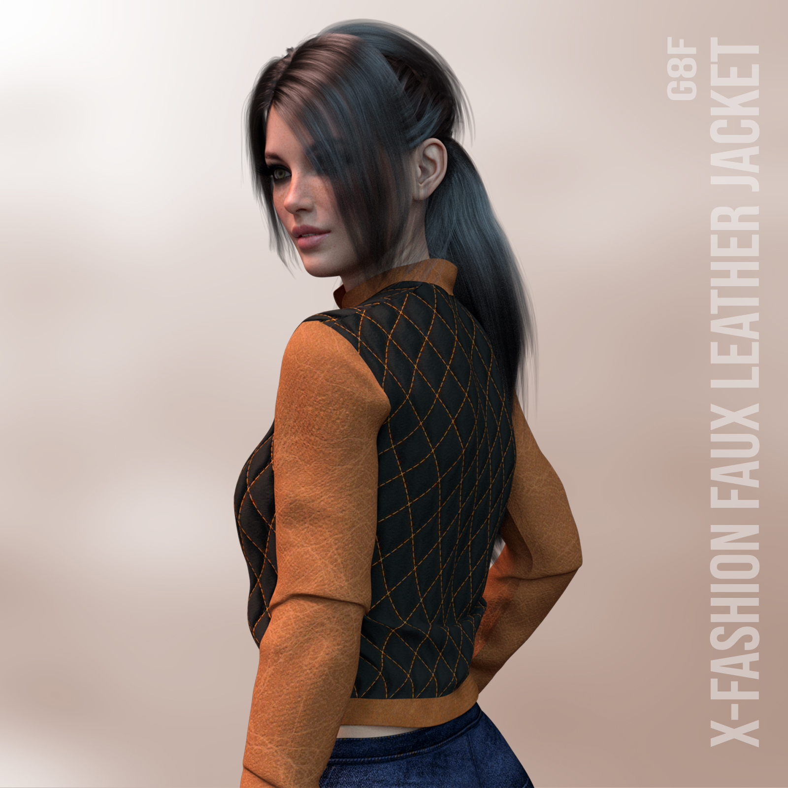 X-Fashion Faux Leather Jacket for Genesis 8 Females by N/A