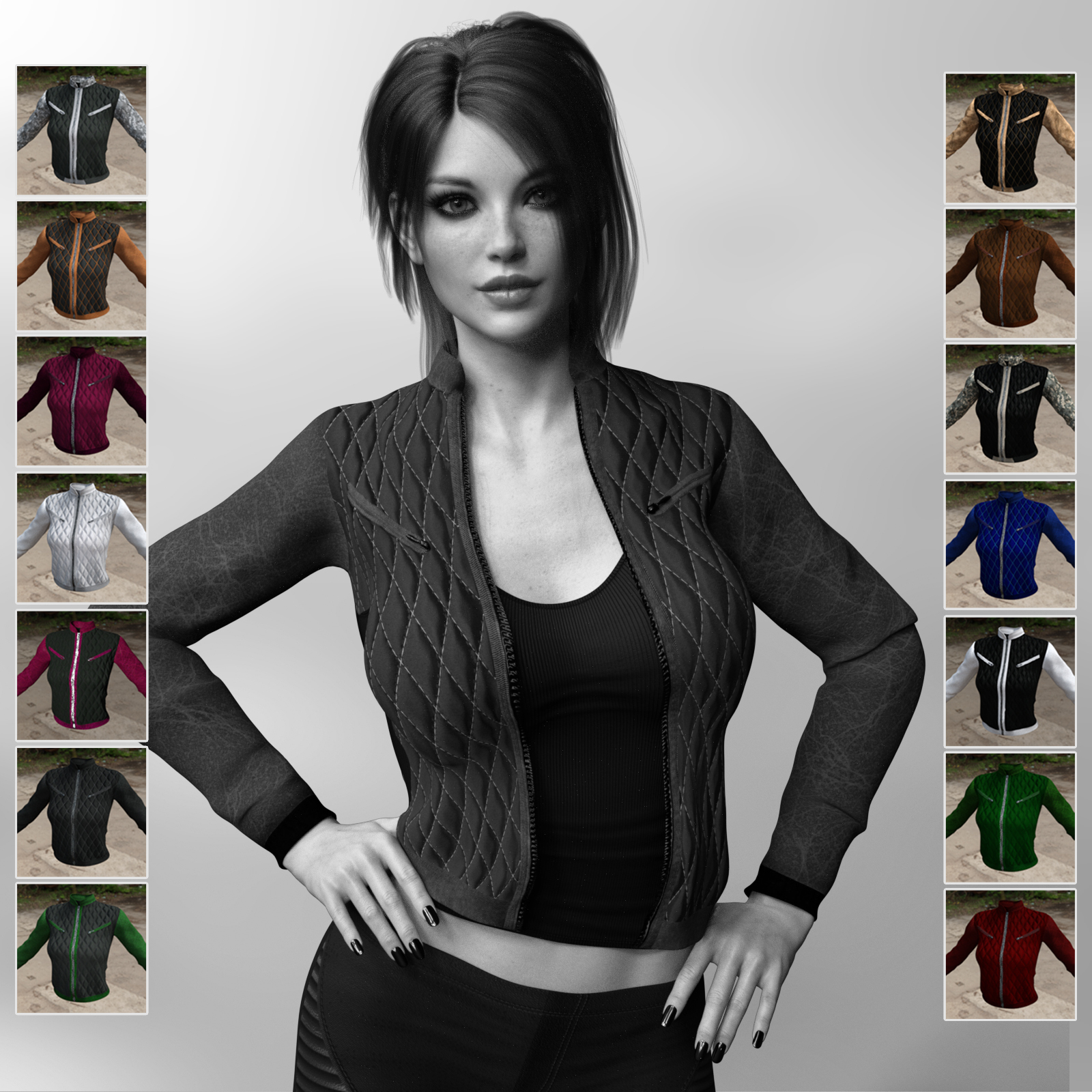 X-Fashion Faux Leather Jacket for Genesis 8 Females by N/A