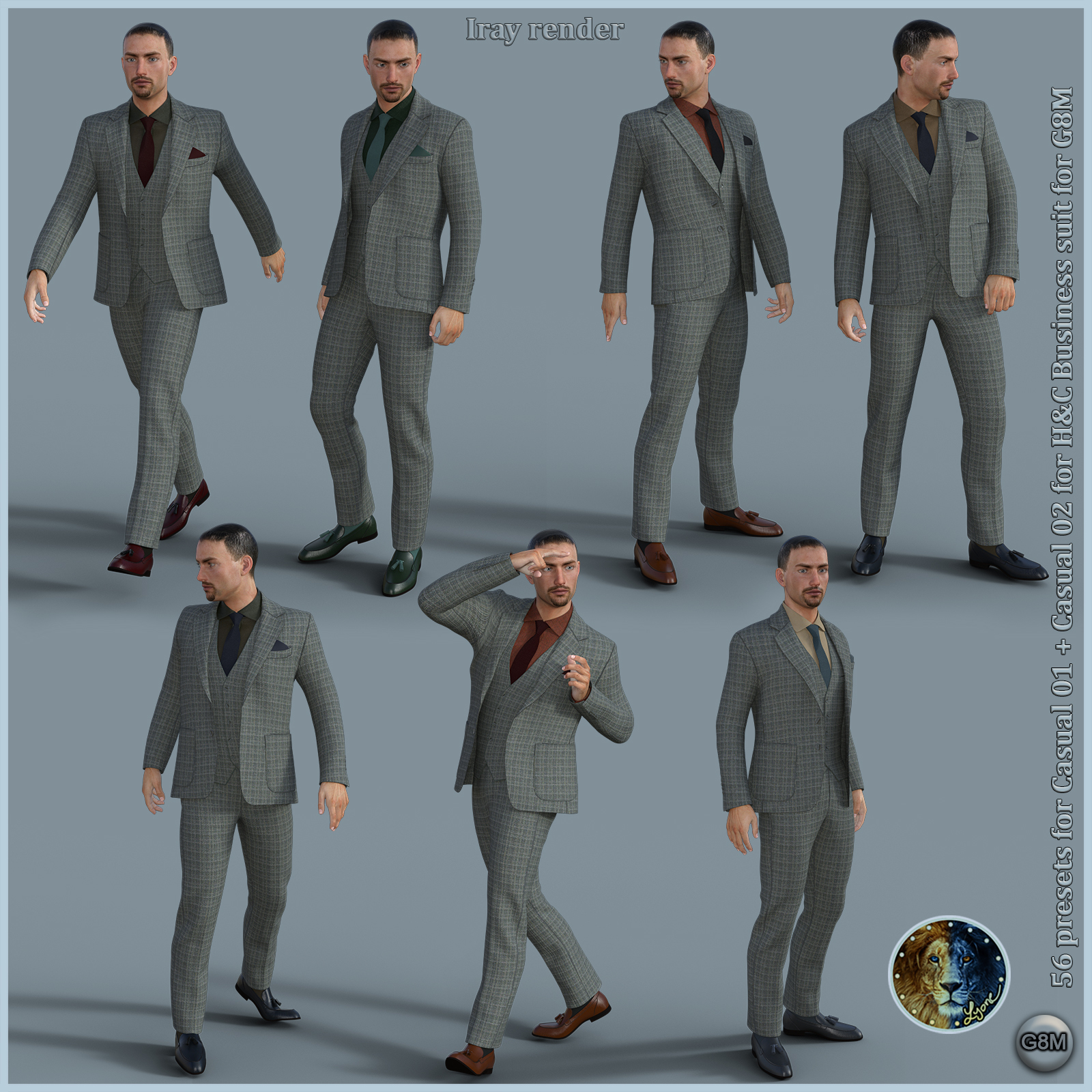 56 extra Presets for Casual 01 plus Casual 02 for H and C Business Suit for G8M by N/A