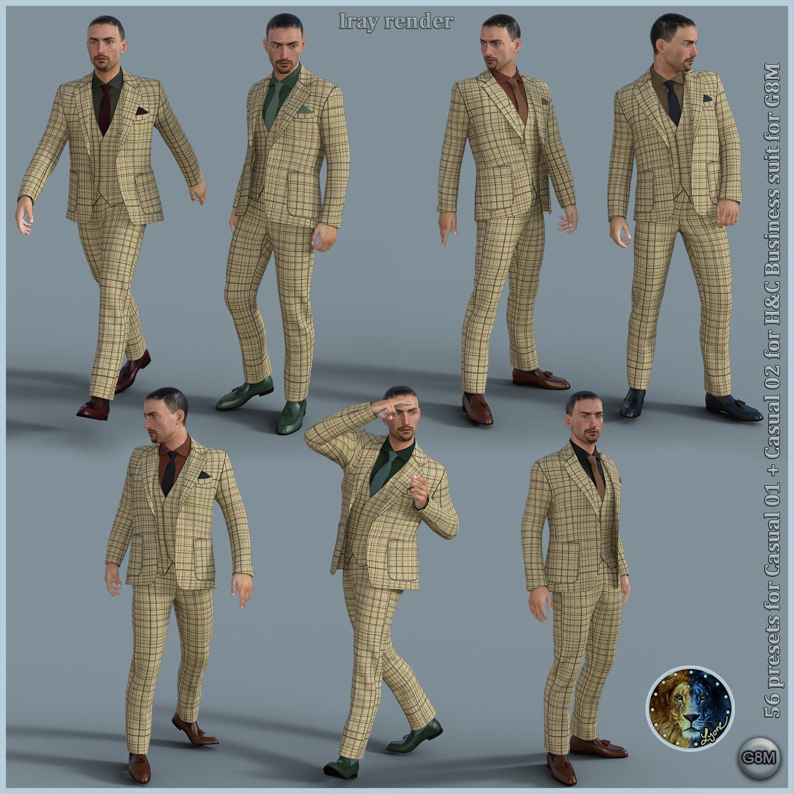 56 extra Presets for Casual 01 plus Casual 02 for H and C Business Suit for G8M by N/A