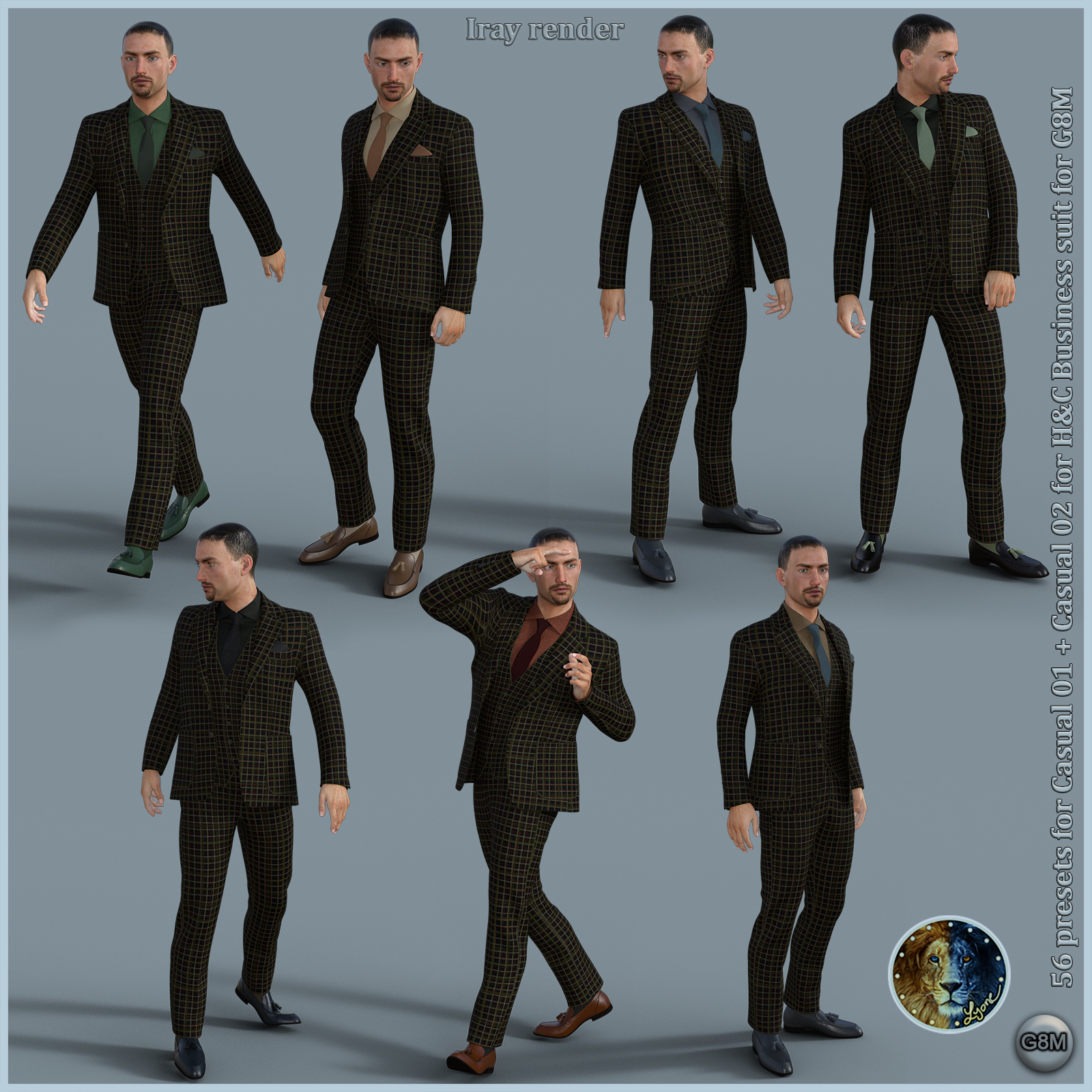56 extra Presets for Casual 01 plus Casual 02 for H and C Business Suit for G8M by N/A