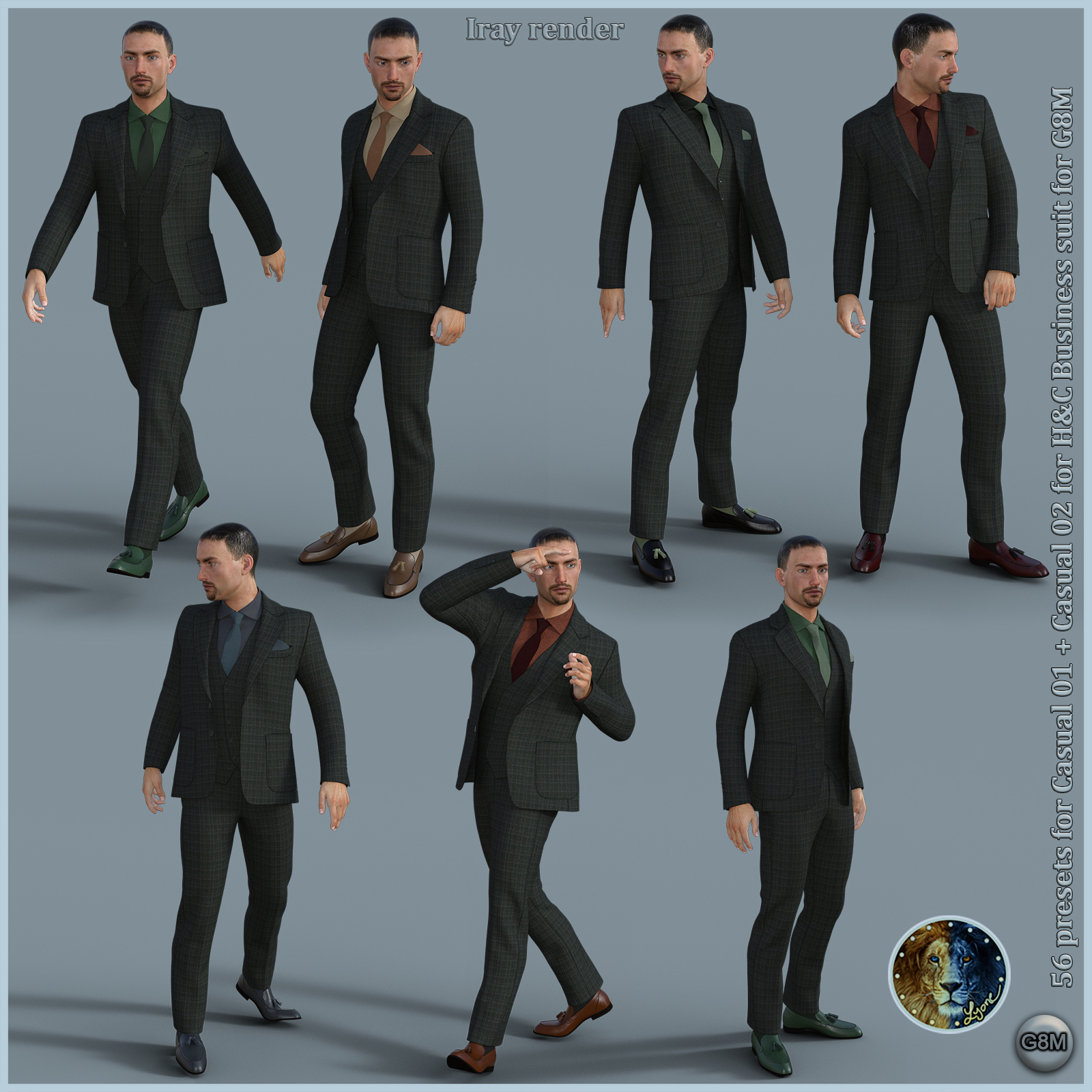 56 extra Presets for Casual 01 plus Casual 02 for H and C Business Suit for G8M by N/A