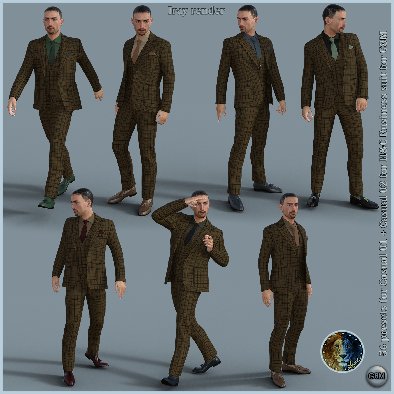 56 extra Presets for Casual 01 plus Casual 02 for H and C Business Suit for G8M by N/A