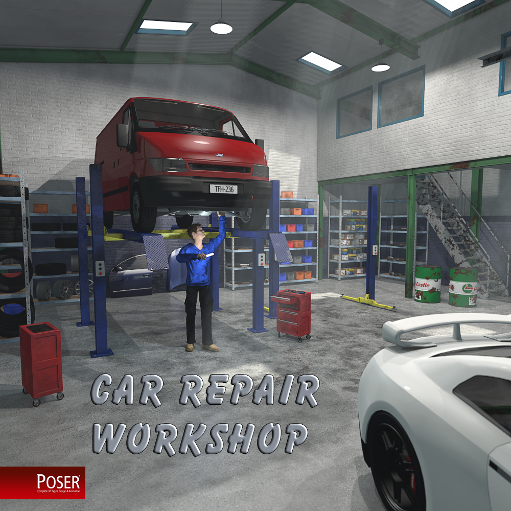 Car repair workshop for Poser by N/A