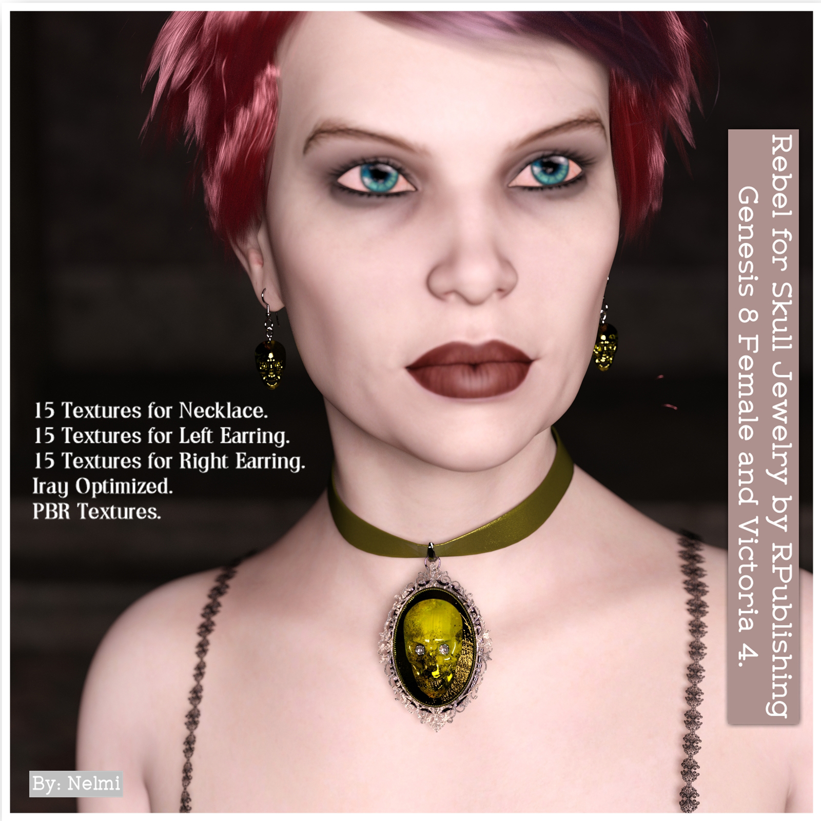 Rebel For Skull Jewelry for Genesis 8 Females by N/A