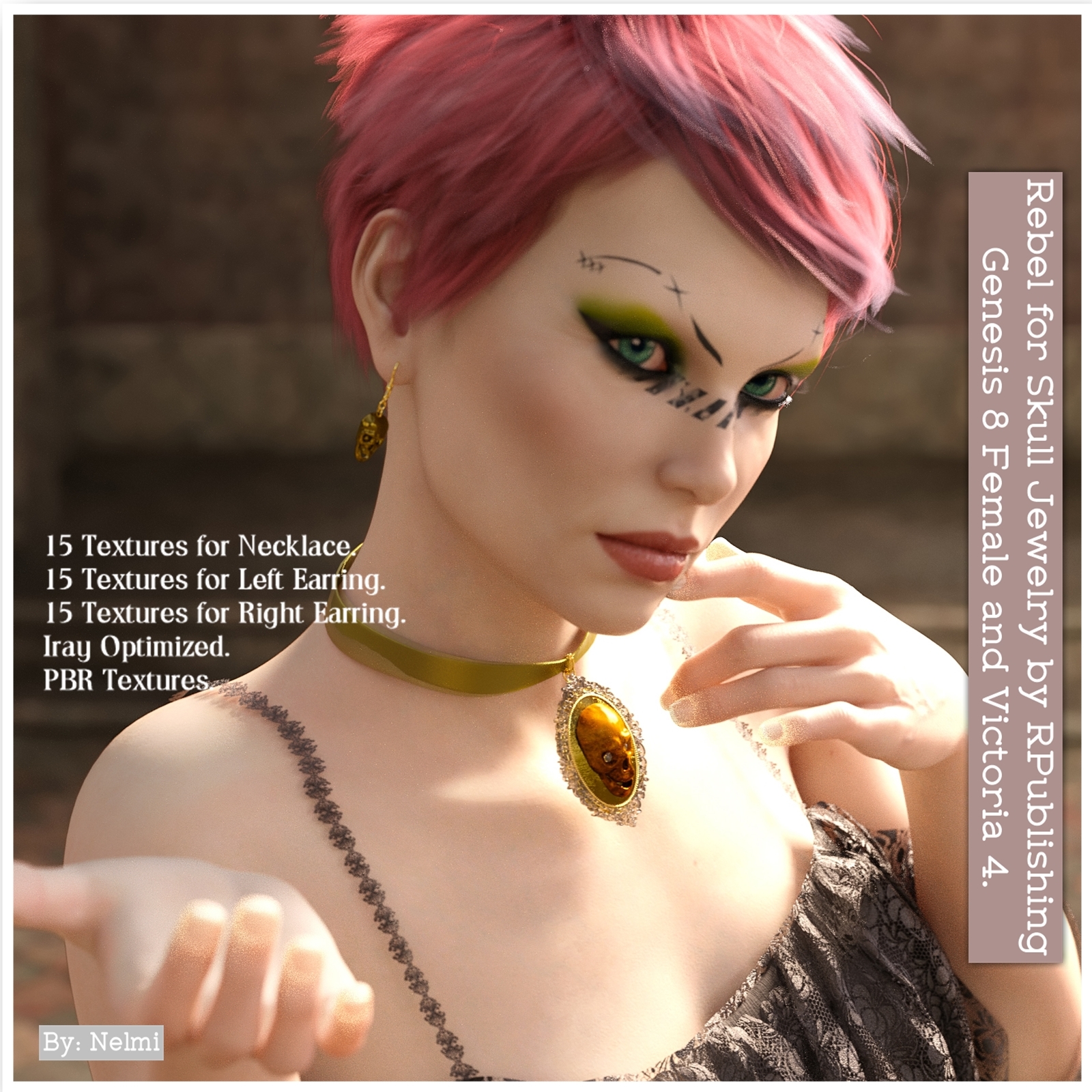 Rebel For Skull Jewelry for Genesis 8 Females by N/A