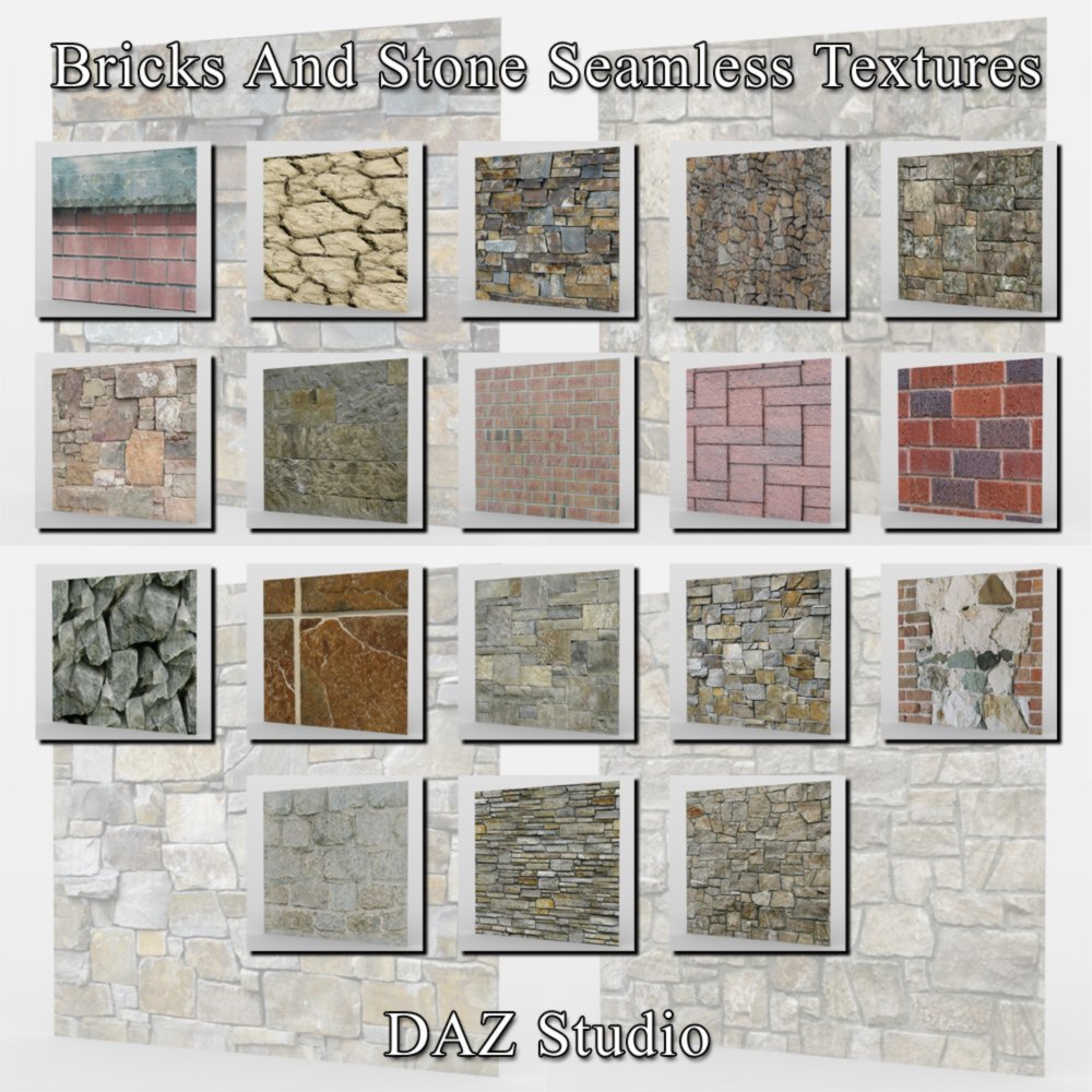 Bricks And Stone Seamless Textures for Poser and DAZ Studio by N/A