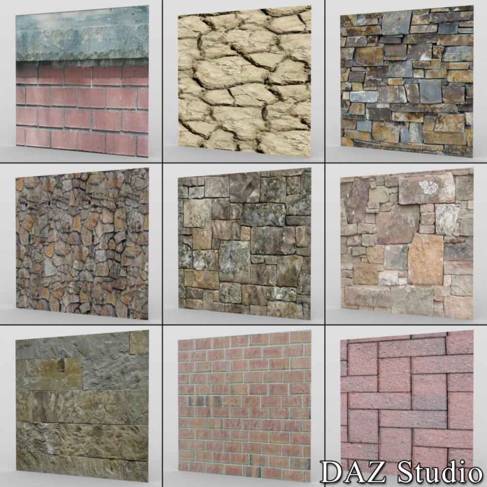 Bricks And Stone Seamless Textures for Poser and DAZ Studio by N/A