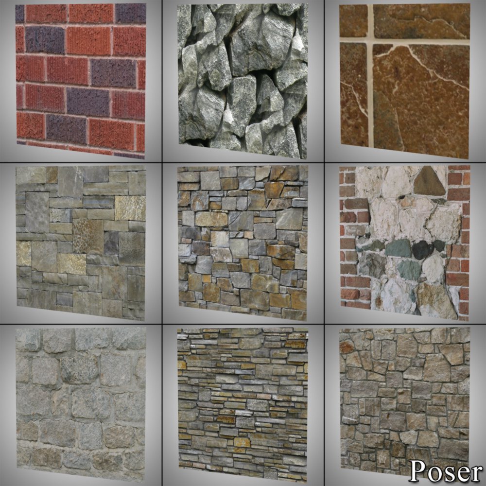 Bricks And Stone Seamless Textures for Poser and DAZ Studio by N/A