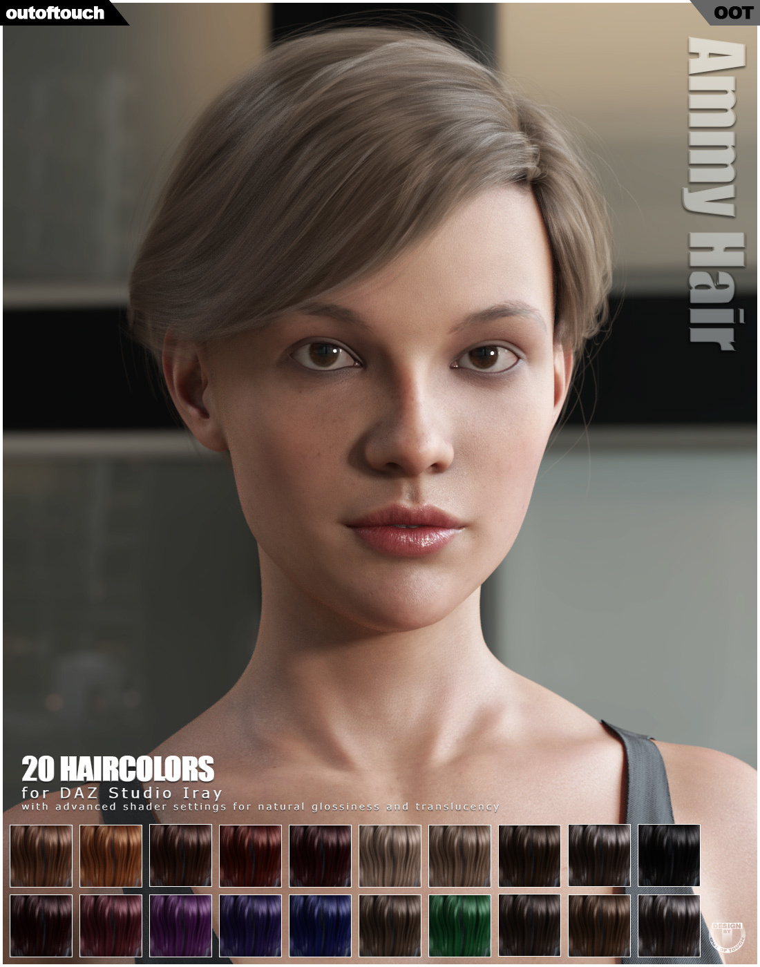 Ammy Hair for Genesis 3 and 8 Females by N/A