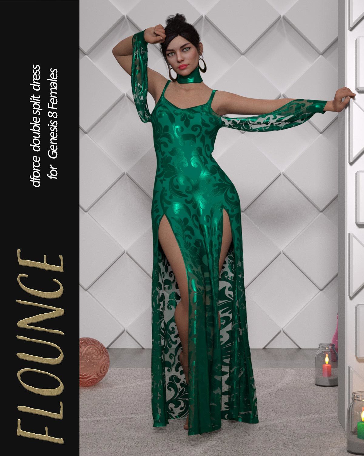 Flounce dForce dress for Genesis 8 Females by N/A