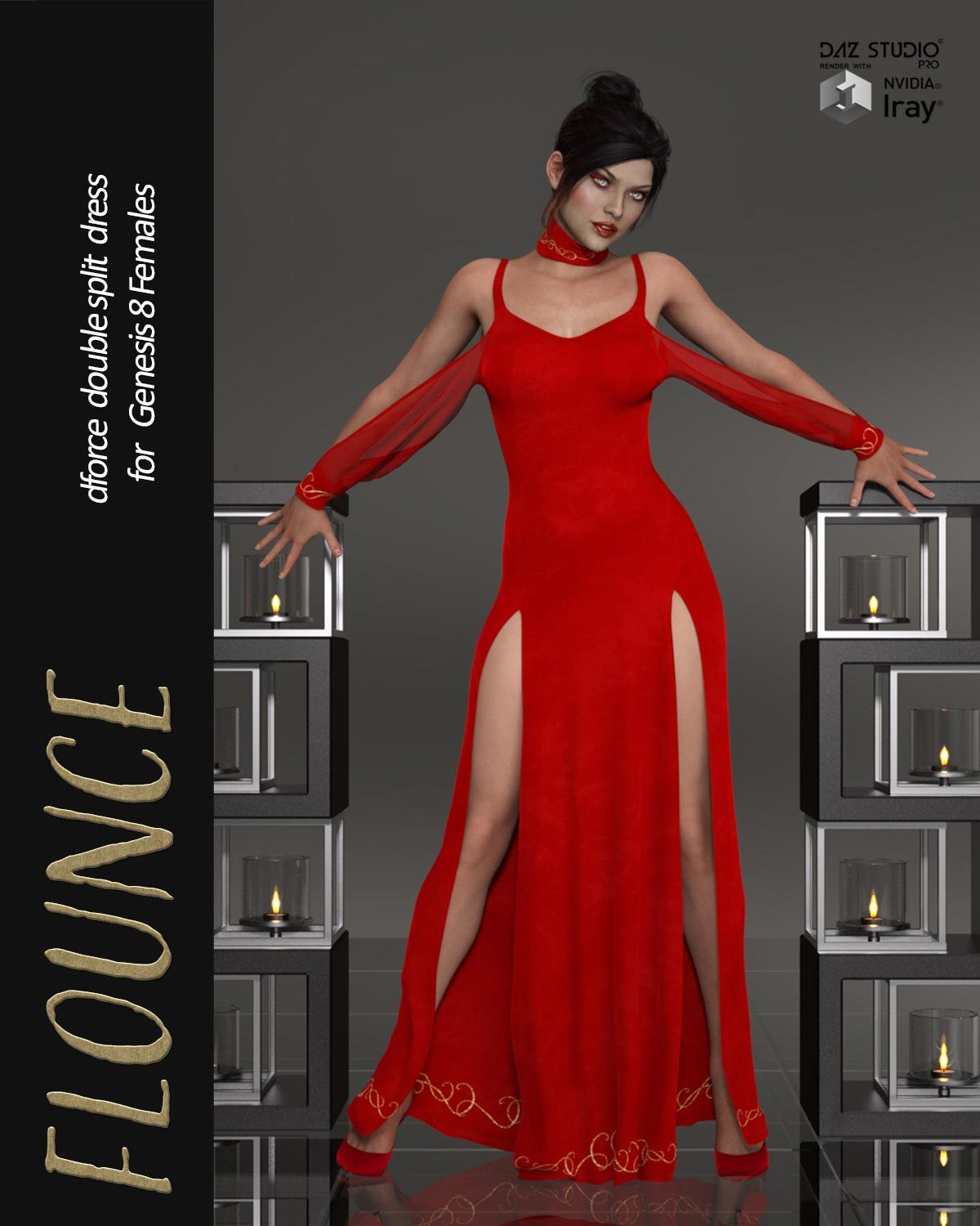 Flounce dForce dress for Genesis 8 Females by N/A