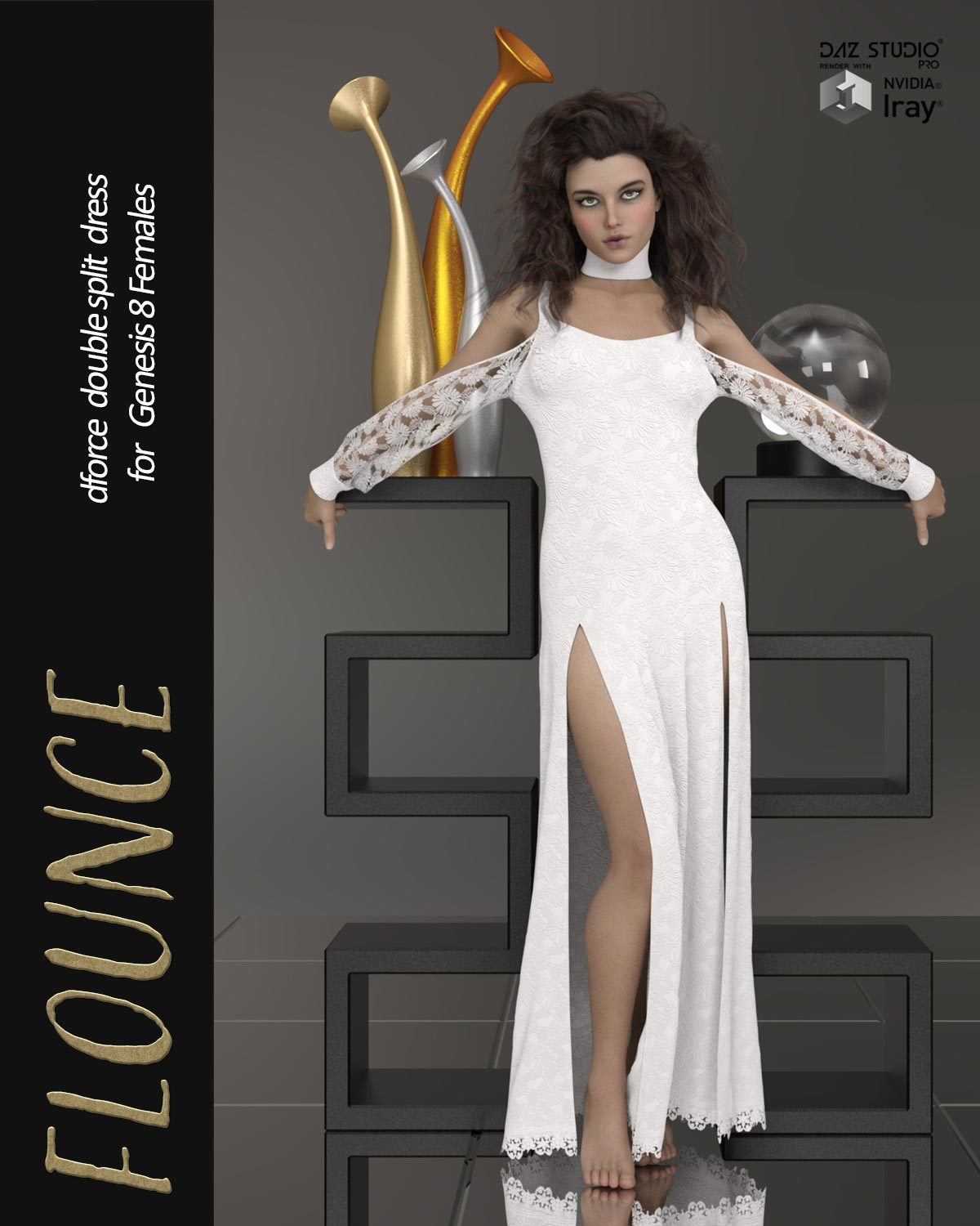 Flounce dForce dress for Genesis 8 Females by N/A