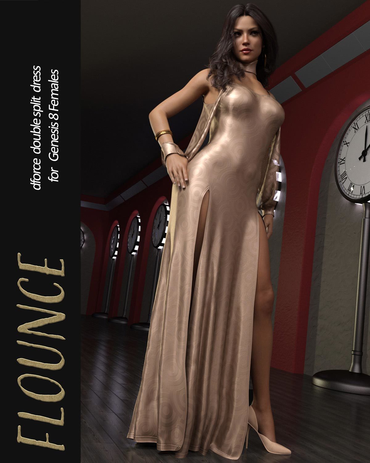 Flounce dForce dress for Genesis 8 Females by N/A