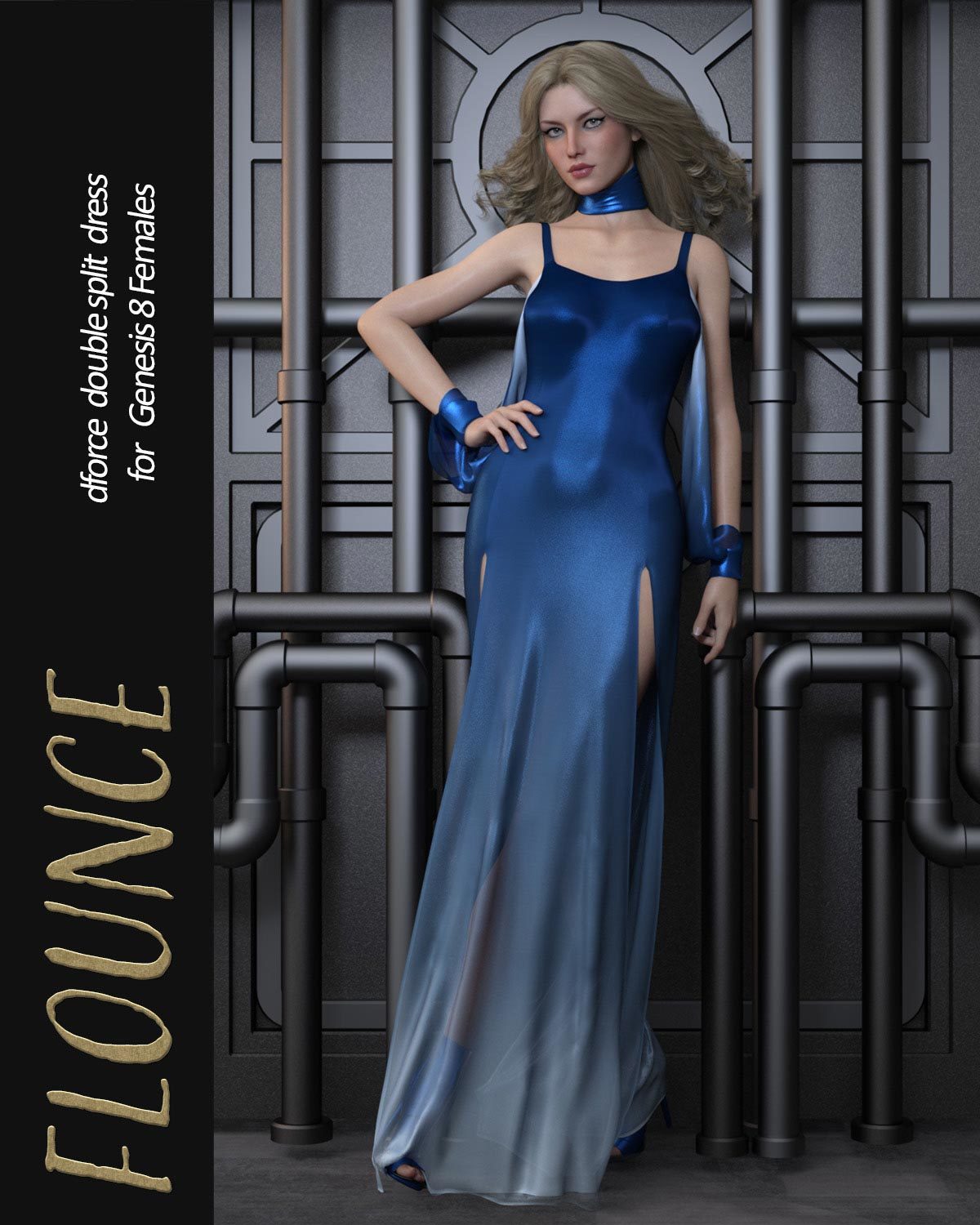 Flounce dForce dress for Genesis 8 Females by N/A