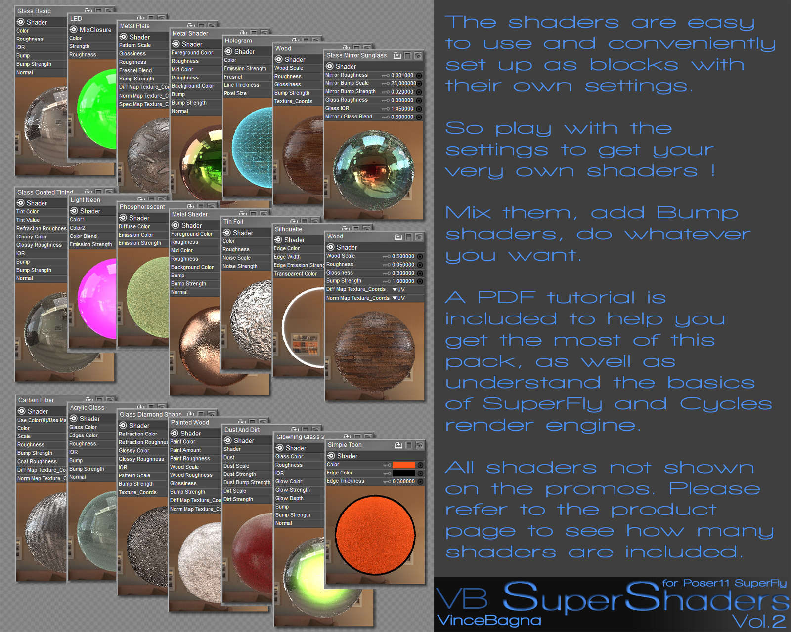 VB SuperShaders for Poser11 SuperFly Bundle by N/A
