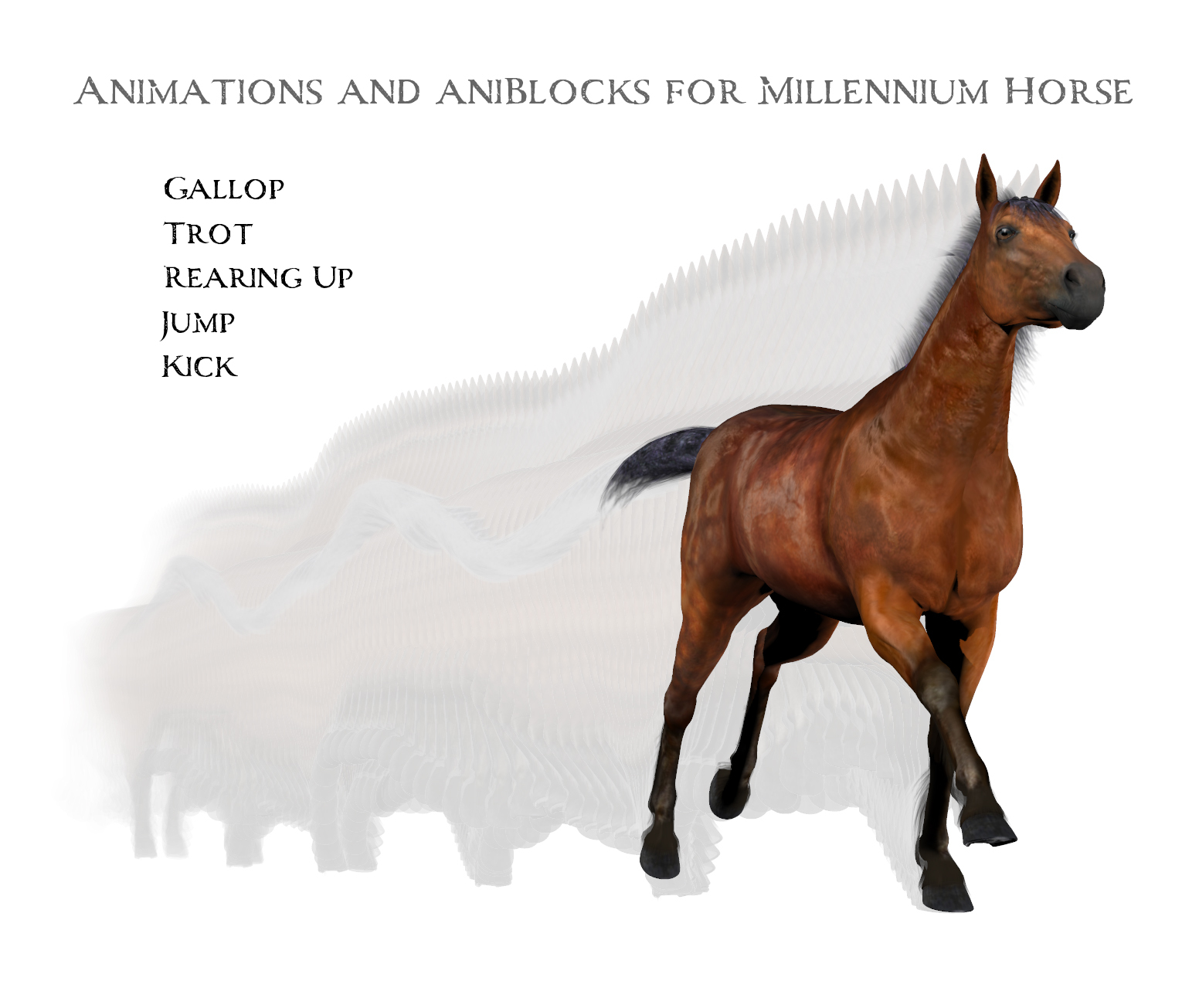 Animations for Millennium Horse - Poser and Daz Studio by N/A
