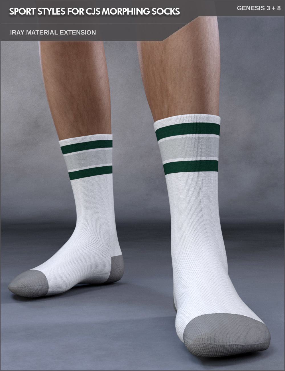 Sport Socks Add On for CJ Morphing Socks for Genesis 8 and 3 by N/A