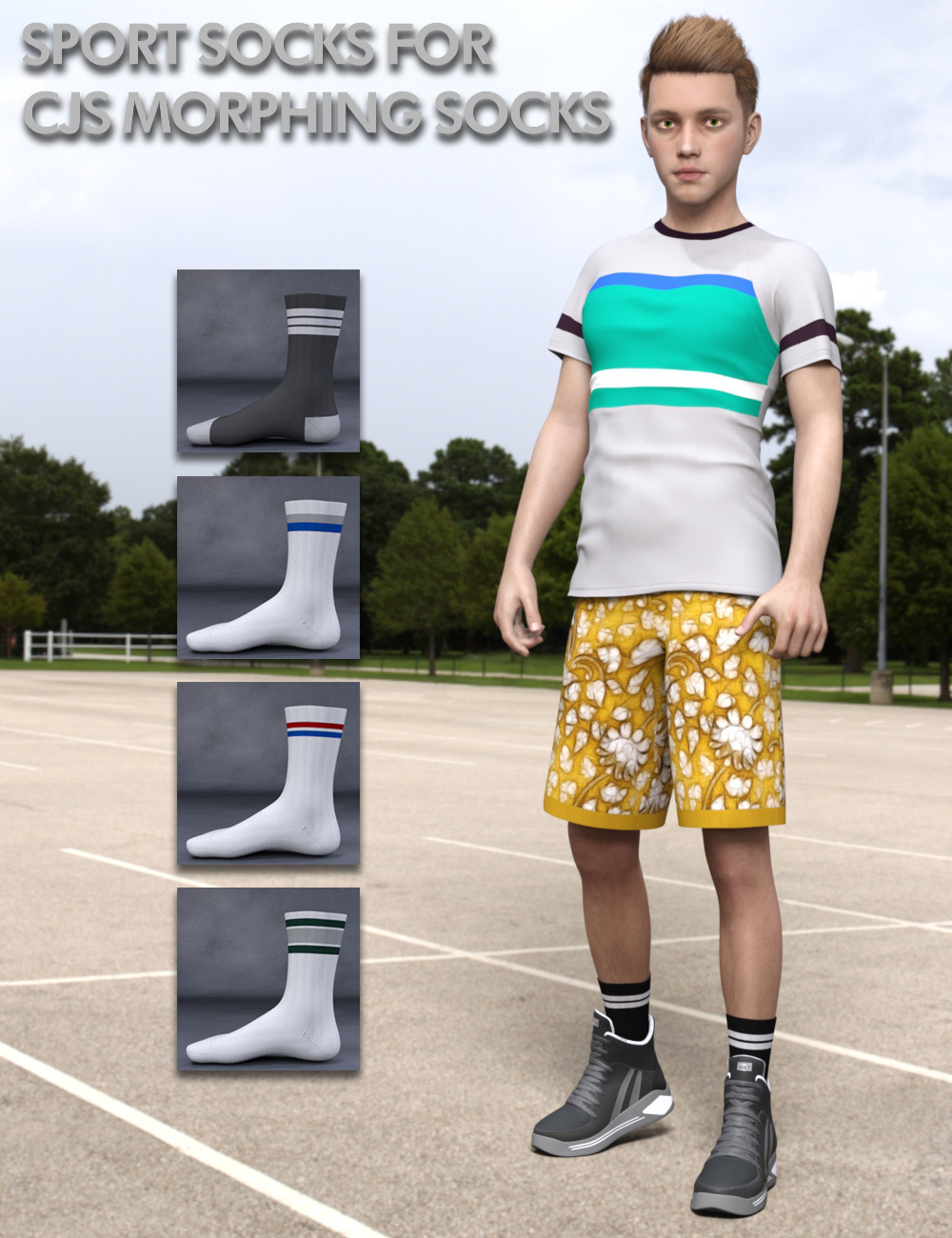 Sport Socks Add On for CJ Morphing Socks for Genesis 8 and 3 by N/A