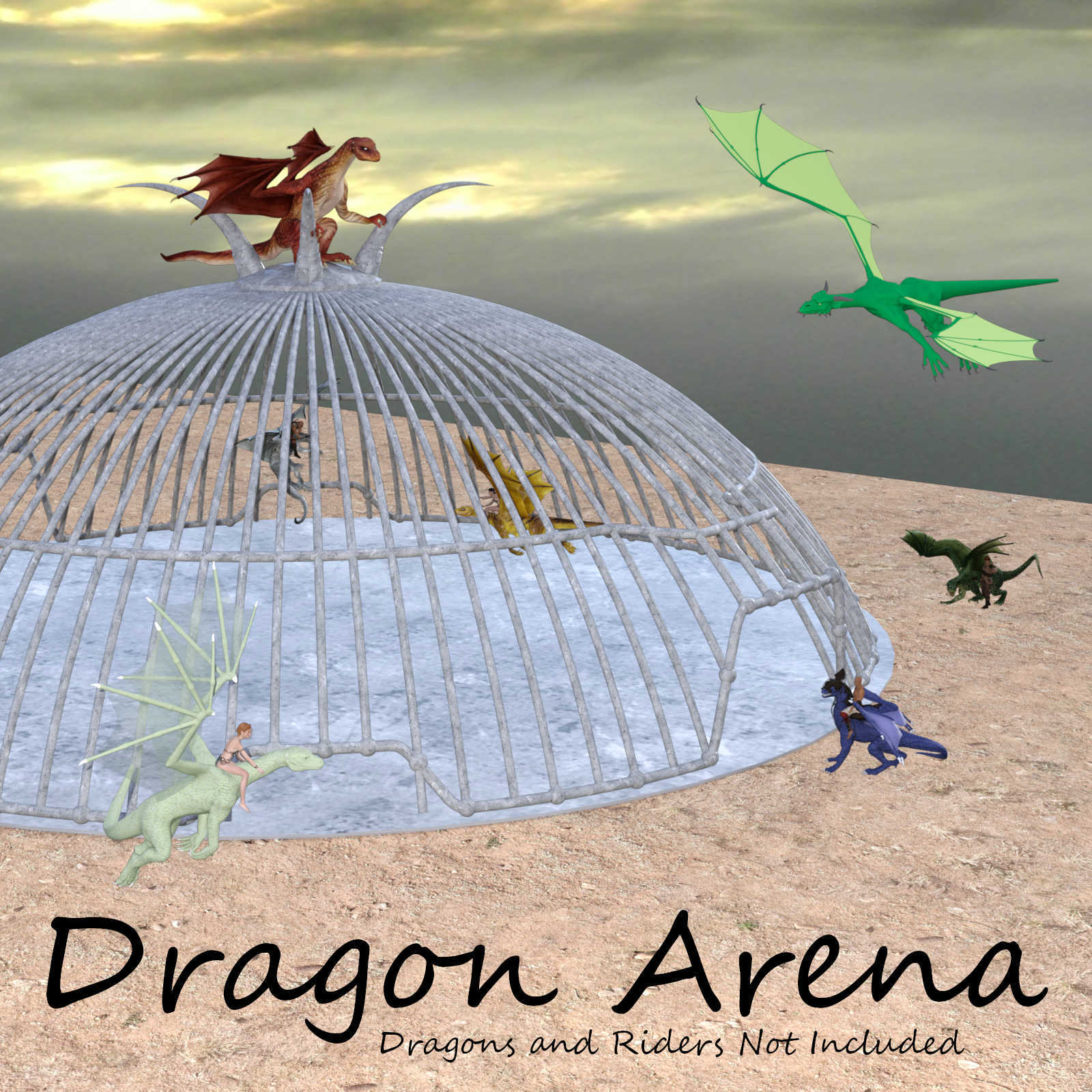 DRAGON ARENA Ultimate Dragon Fighting Cage for Daz Studio and Poser by N/A