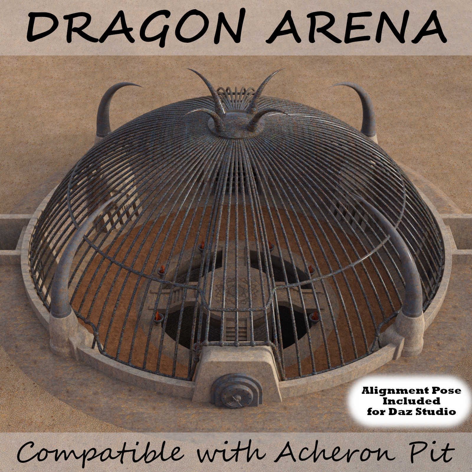 DRAGON ARENA Ultimate Dragon Fighting Cage for Daz Studio and Poser by N/A