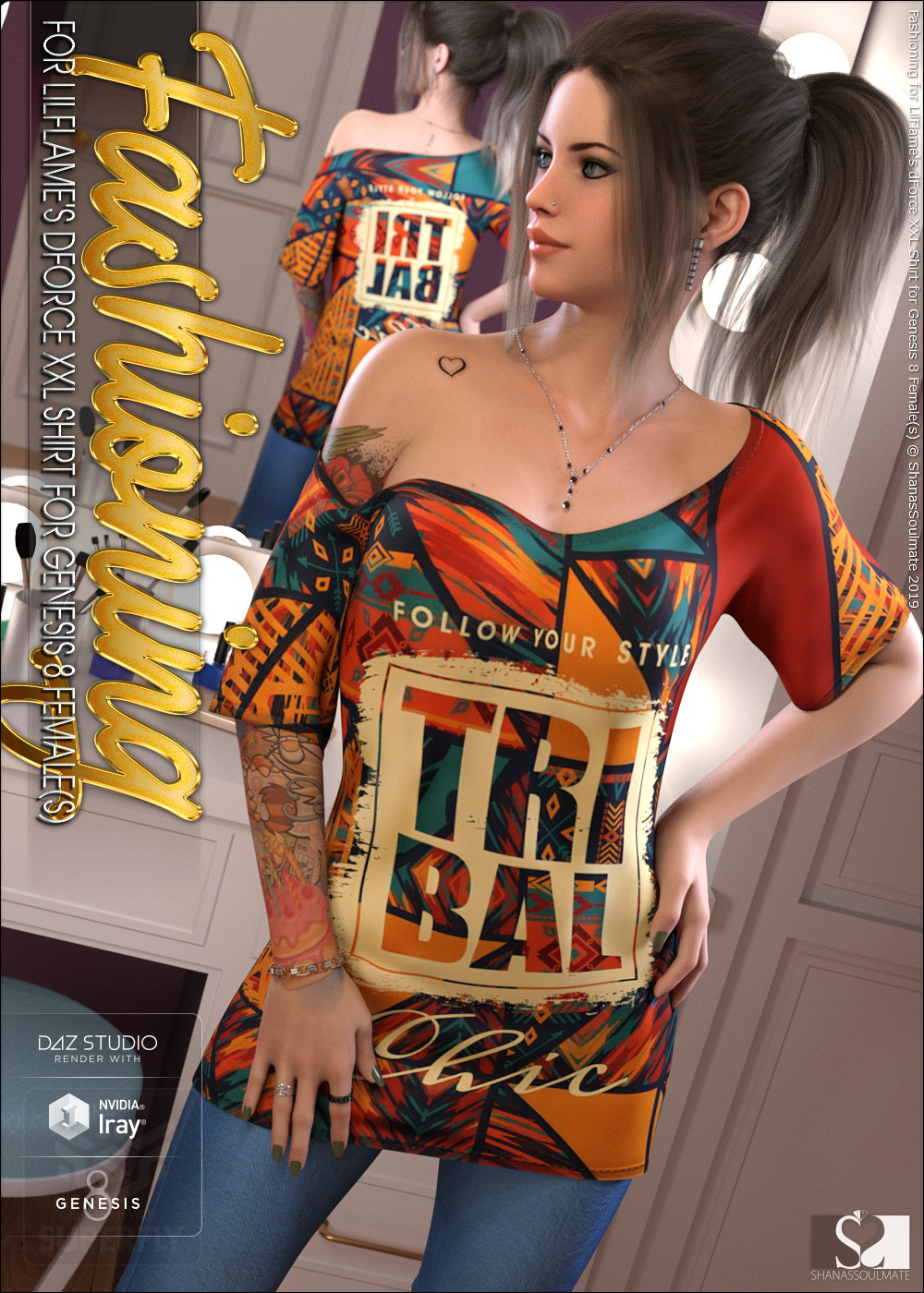 Fashioning for dForce XXL Shirt for Genesis 8 Females by N/A