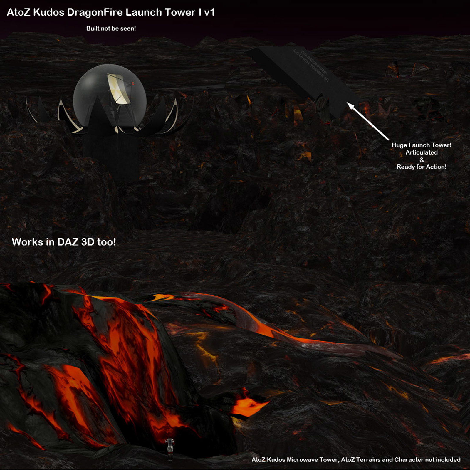 AtoZ DragonFire Launch Tower I v1 for Poser and DS by N/A