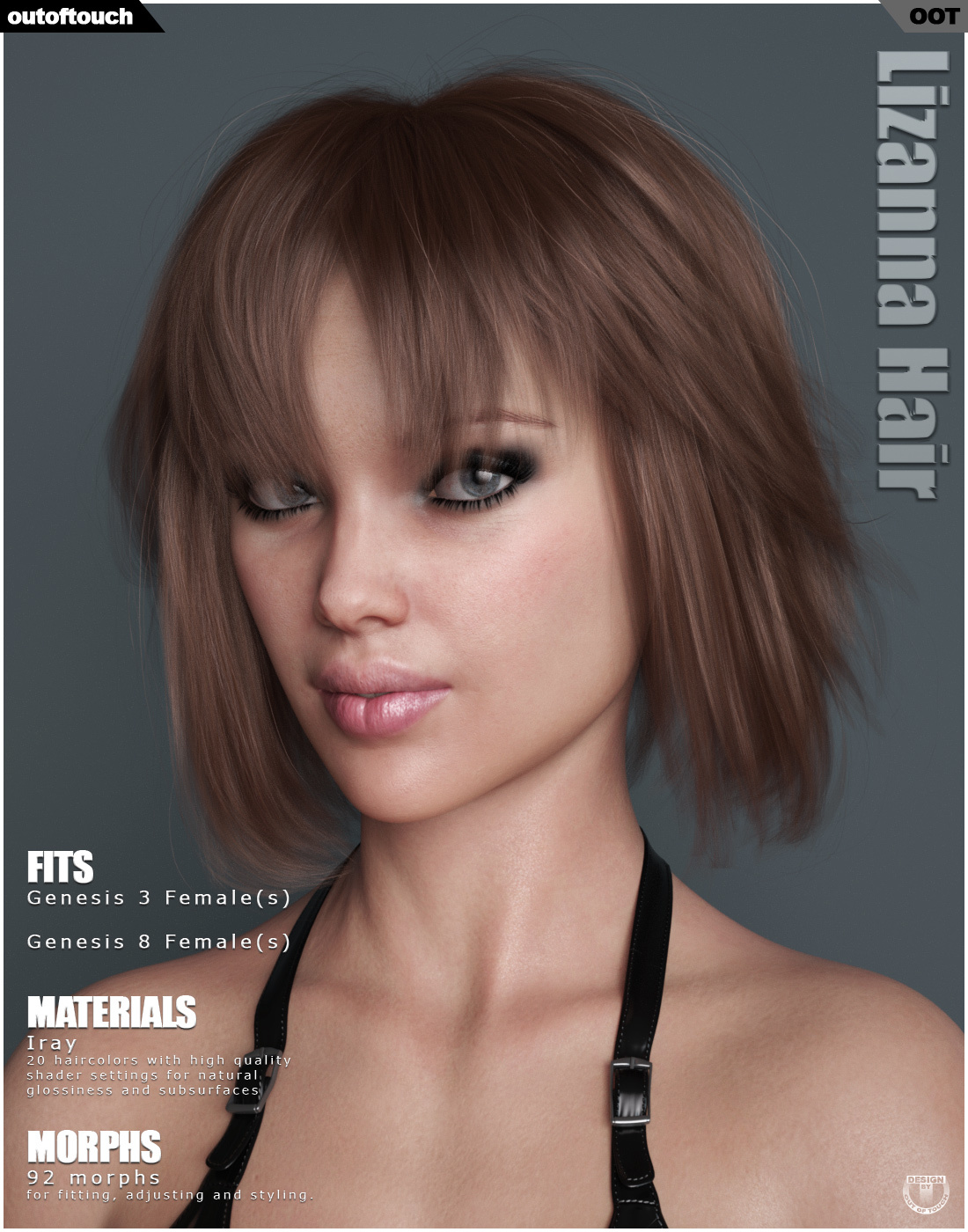 Lizanna Hair for Genesis 3 and 8 Females by N/A