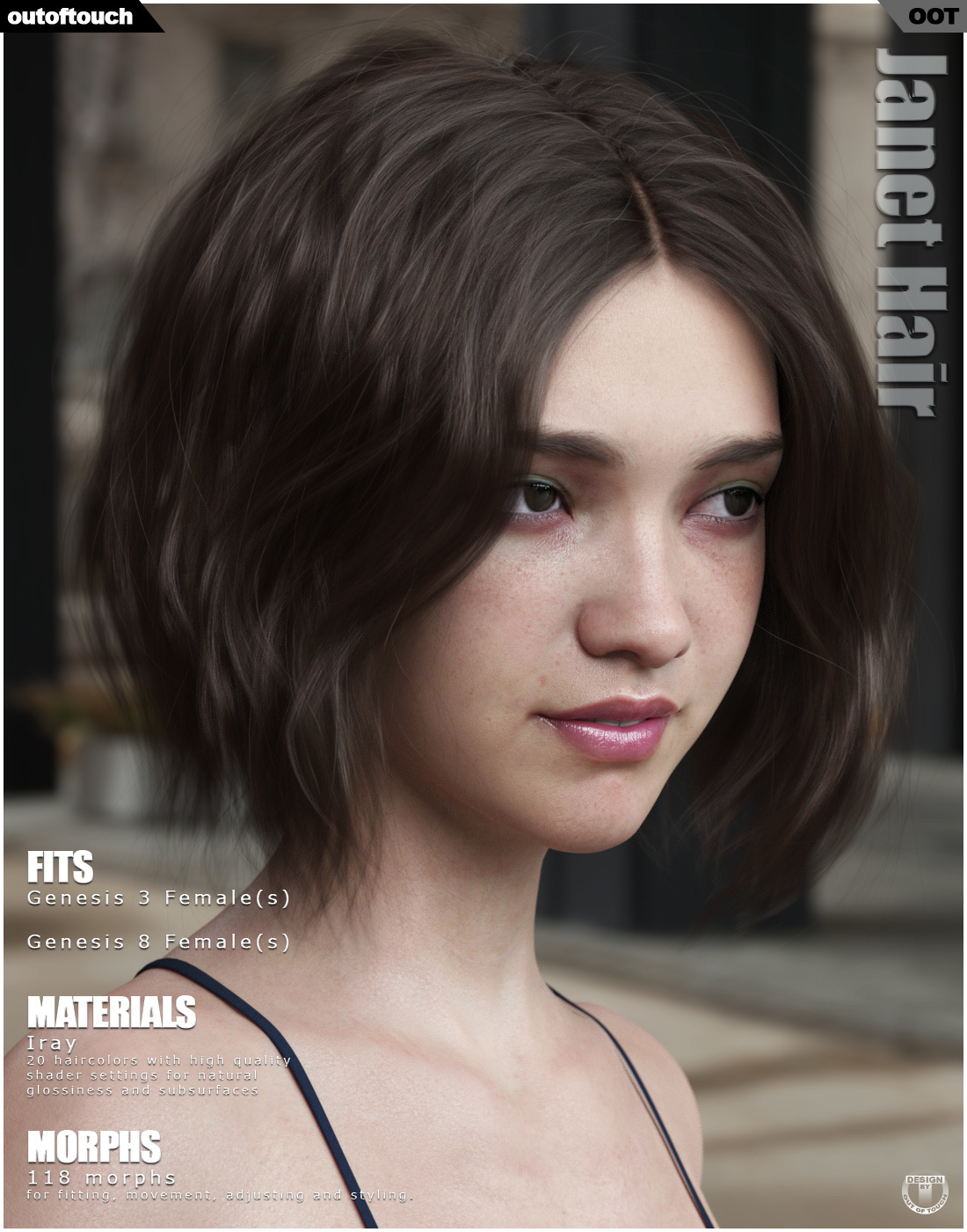 Janet Hair for Genesis 3 and 8 Females by N/A
