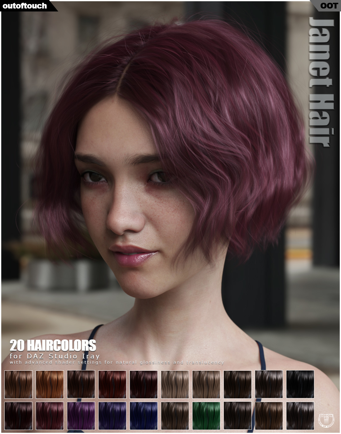 Janet Hair for Genesis 3 and 8 Females by N/A