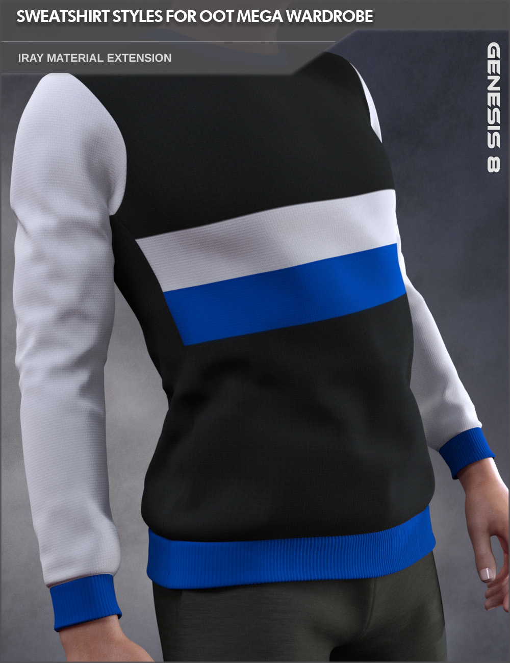Sweatshirt Styles Add On for OOT Mega Wardrobe for Genesis 8 Males by N/A