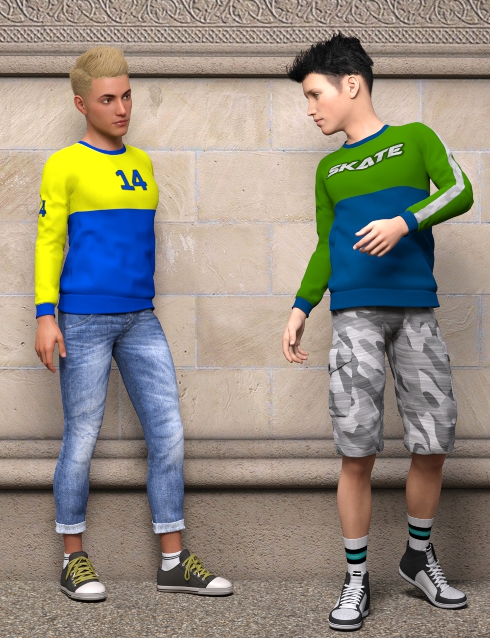 Sweatshirt Styles Add On for OOT Mega Wardrobe for Genesis 8 Males by N/A