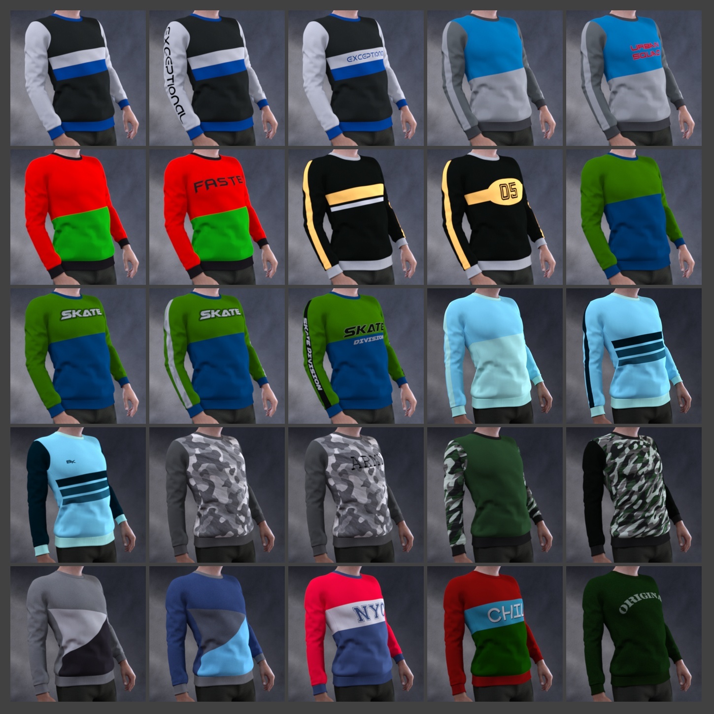Sweatshirt Styles Add On for OOT Mega Wardrobe for Genesis 8 Males by N/A