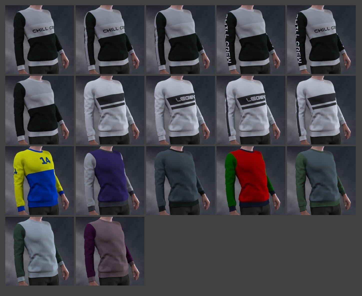 Sweatshirt Styles Add On for OOT Mega Wardrobe for Genesis 8 Males by N/A