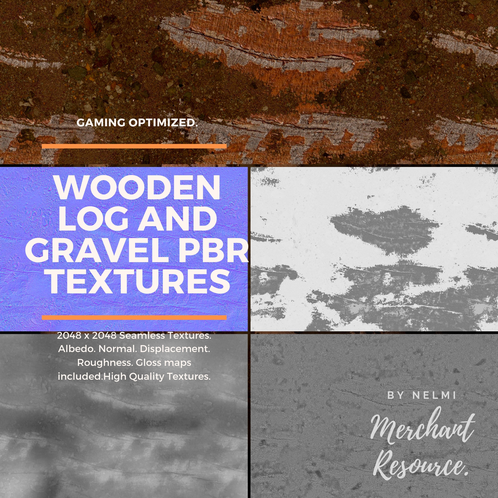 Wooden Log and Gravel PBR Textures - Merchant Resource by N/A